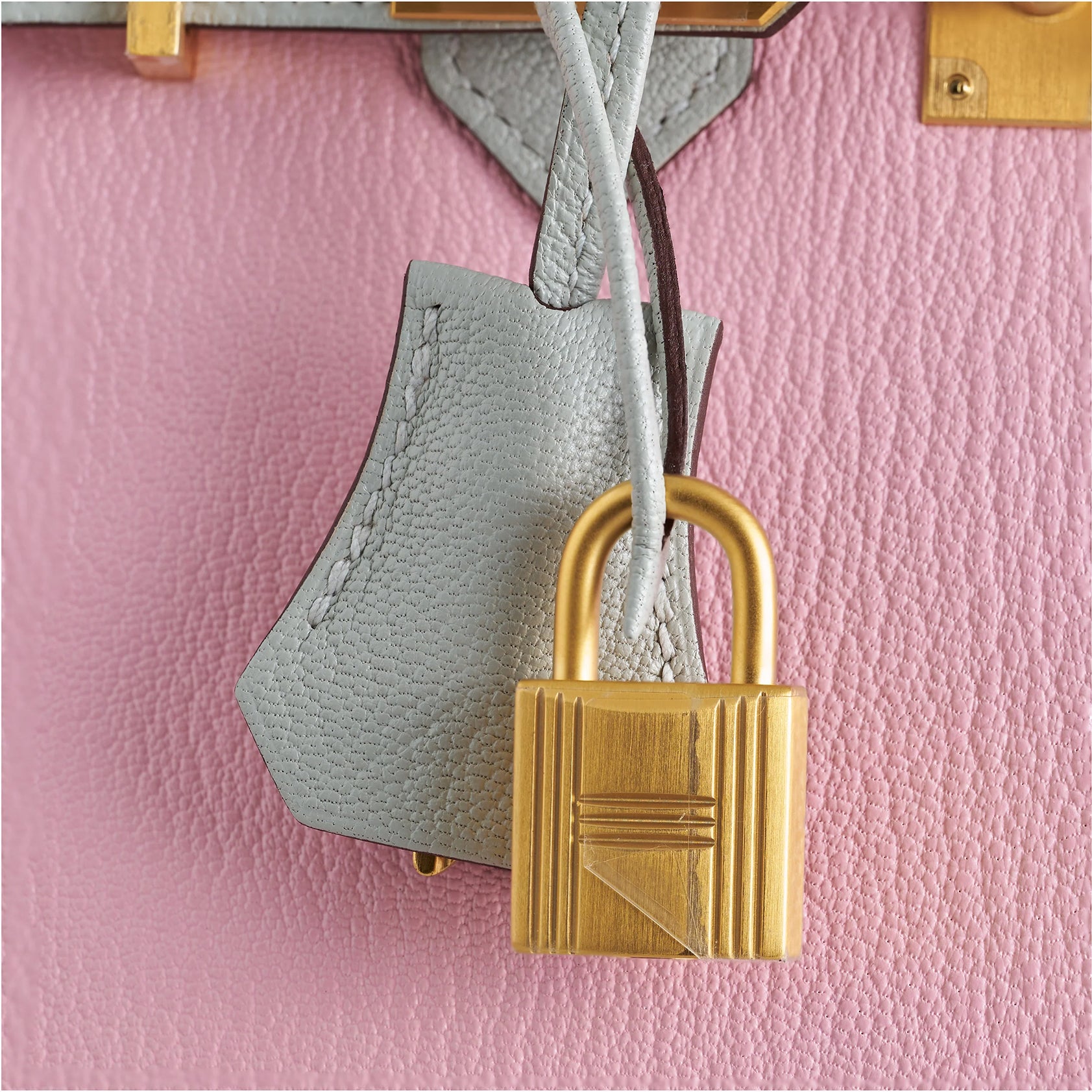 Hermès Birkin 25 Chevre Rose Sakura / Gris Perle Brushed Gold Hardware HSS - eliteUSA