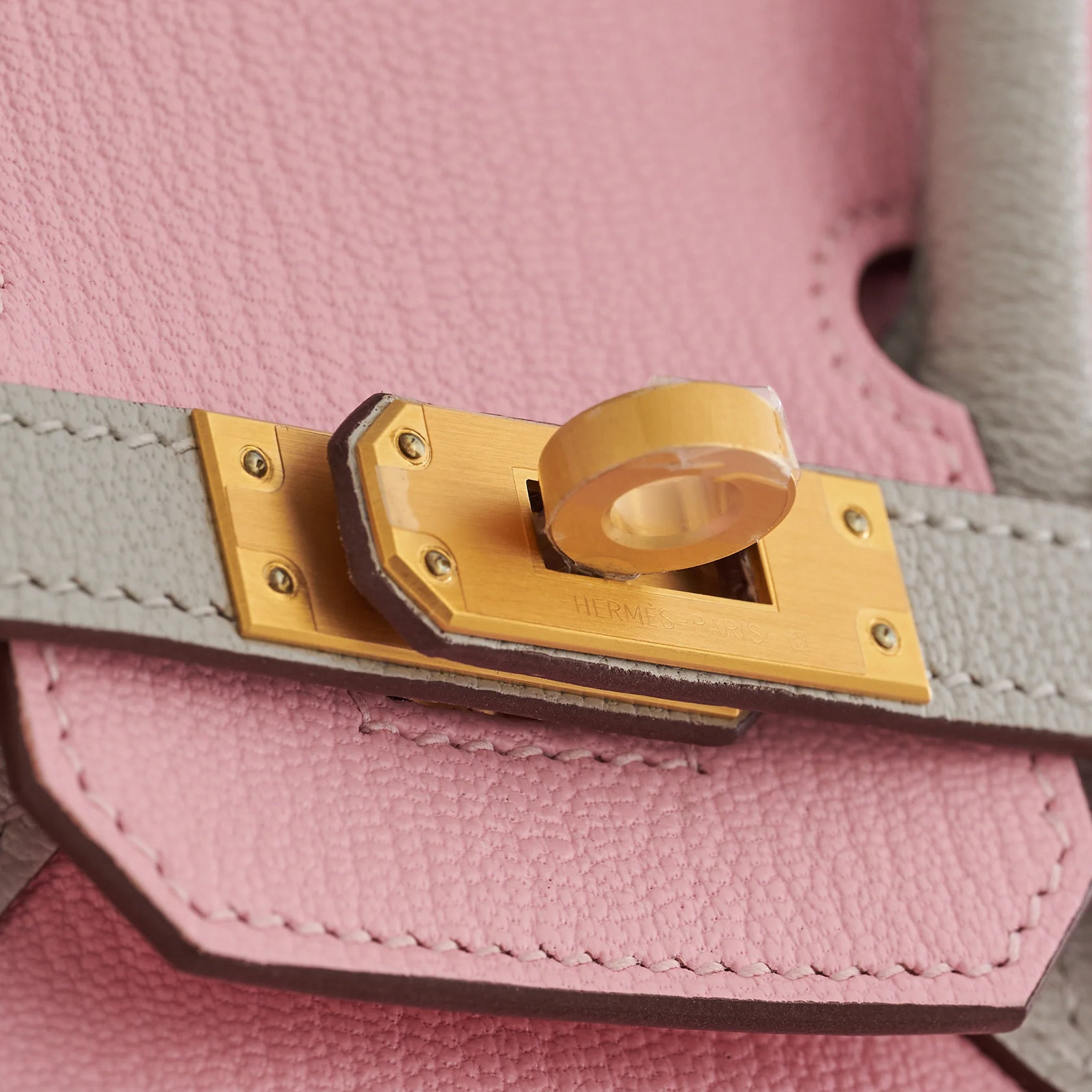 Hermès Birkin 25 Chevre Rose Sakura / Gris Perle Brushed Gold Hardware HSS - eliteUSA