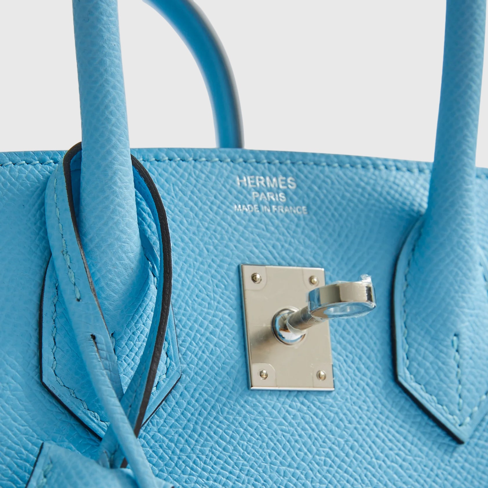 Hermès Birkin 25 Epsom Blue Celeste Palladium Hardware Sellier