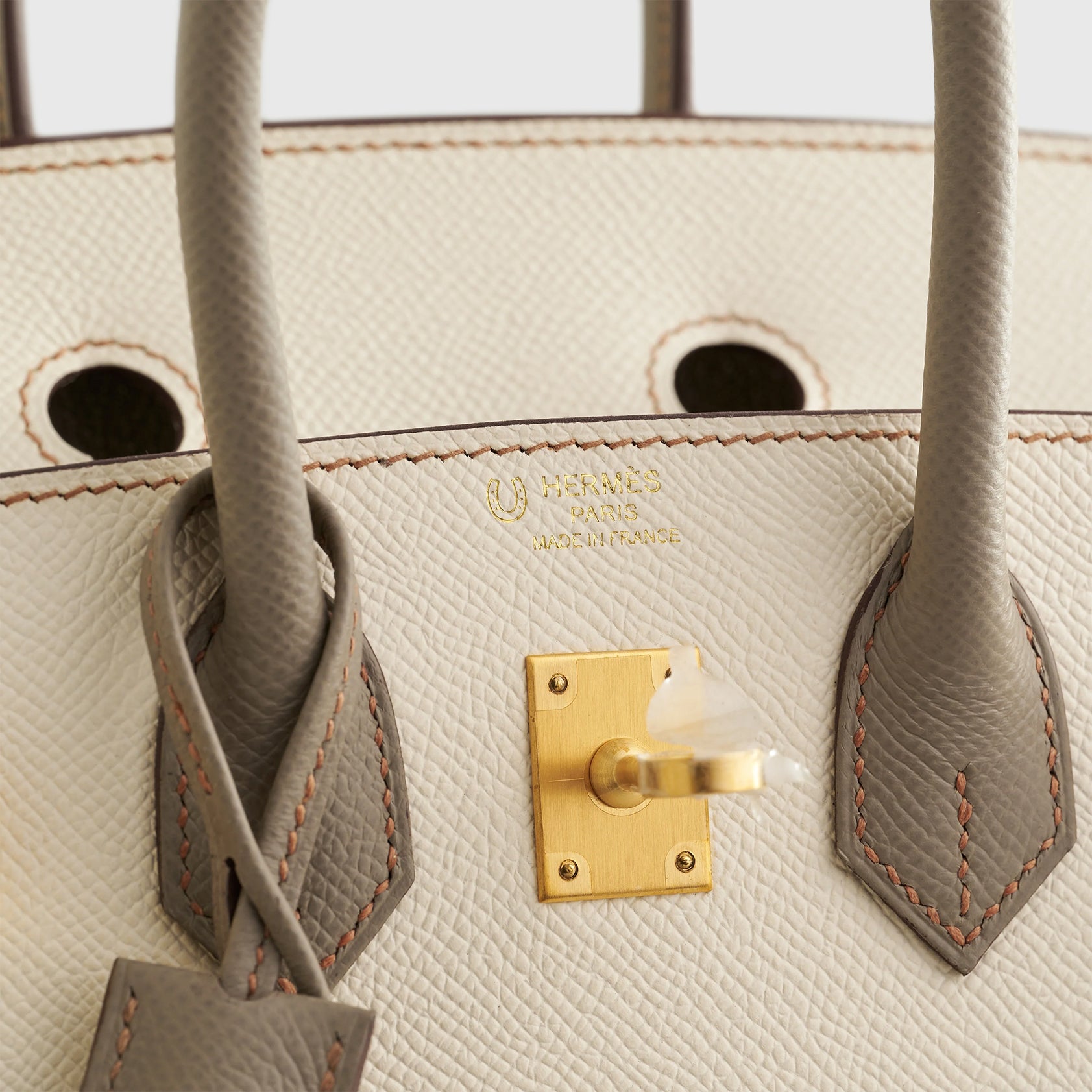 Hermès Birkin 25 Epsom Nata/Gris Asphalte Brushed Gold Hardware Sellier HSS