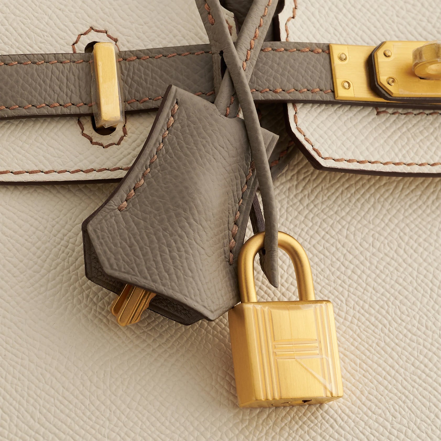 Hermès Birkin 25 Epsom Nata/Gris Asphalte Brushed Gold Hardware Sellier HSS