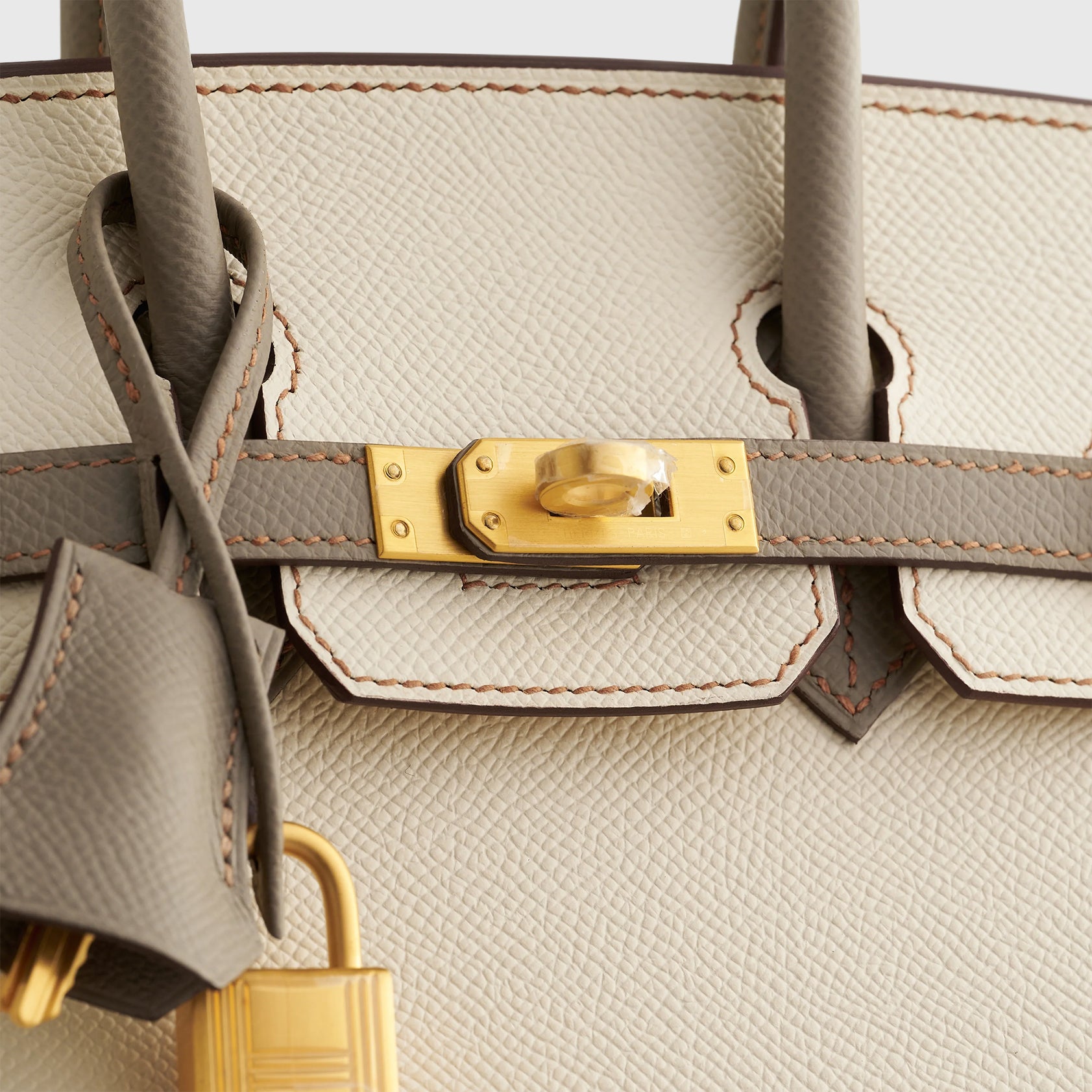 Hermès Birkin 25 Epsom Nata/Gris Asphalte Brushed Gold Hardware Sellier HSS