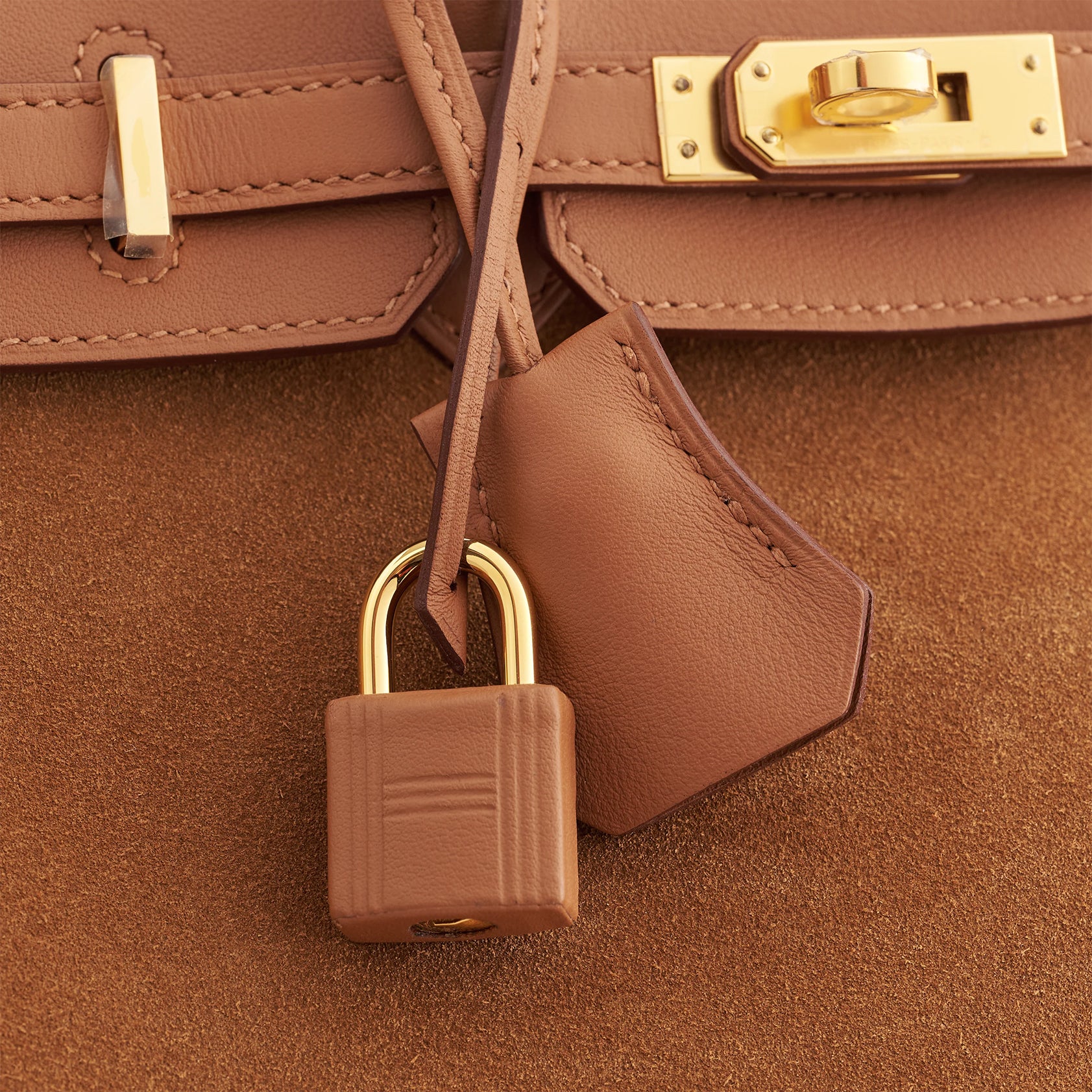Hermès Birkin 25 Suede, Swift Chamois/Gold Grizzly Gold Hardware