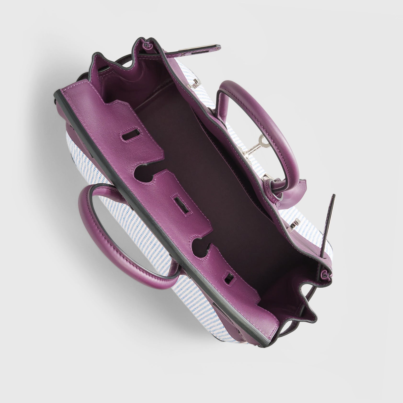 Hermès Birkin 25 Swift, Toila Ecru/Mauve/Blue Bill/Cassis Quadrille Palladium Hardware