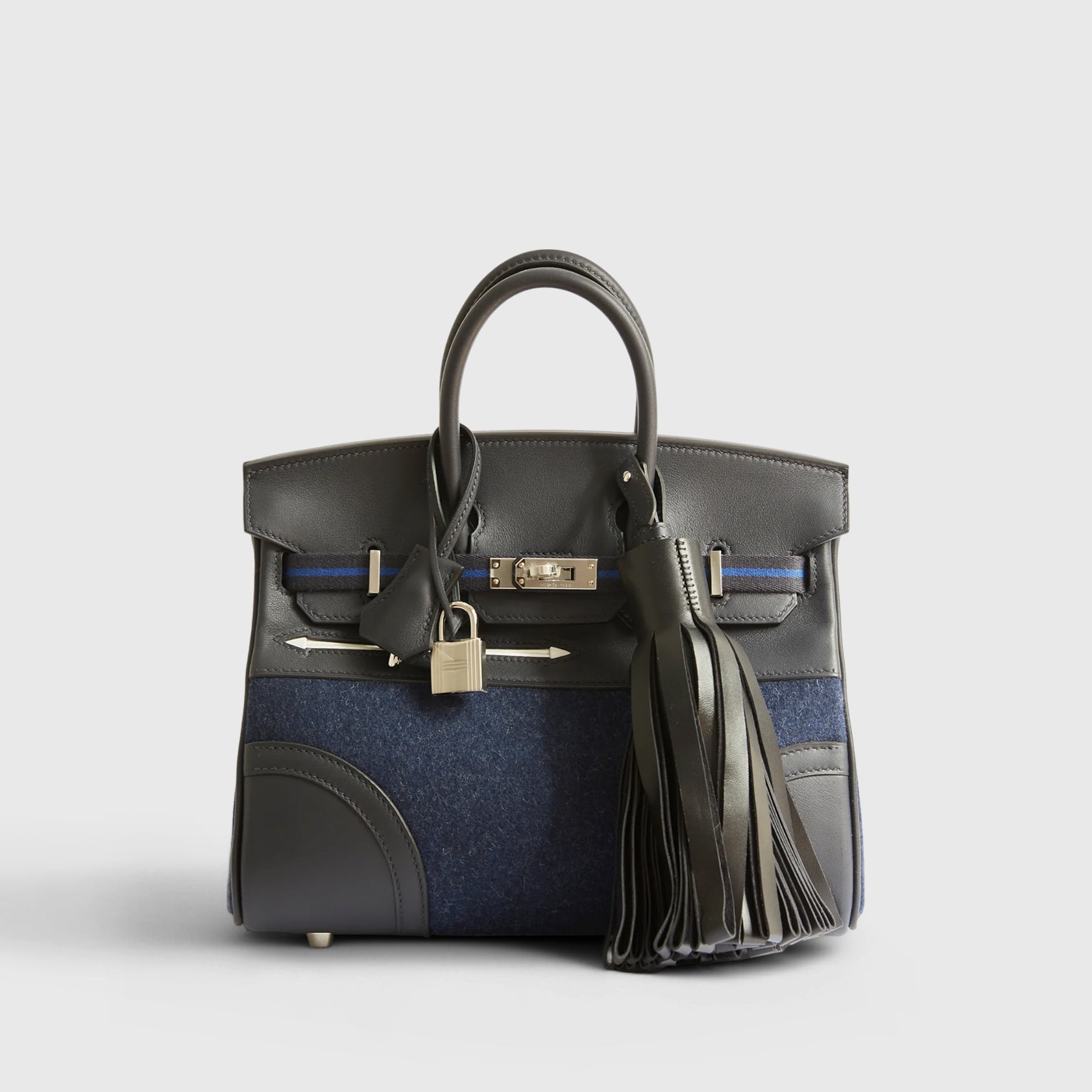 Hermès Birkin Go Team 25 Swift, Feutre Caban\Blue France\Blue Nuit Palladium Hardware