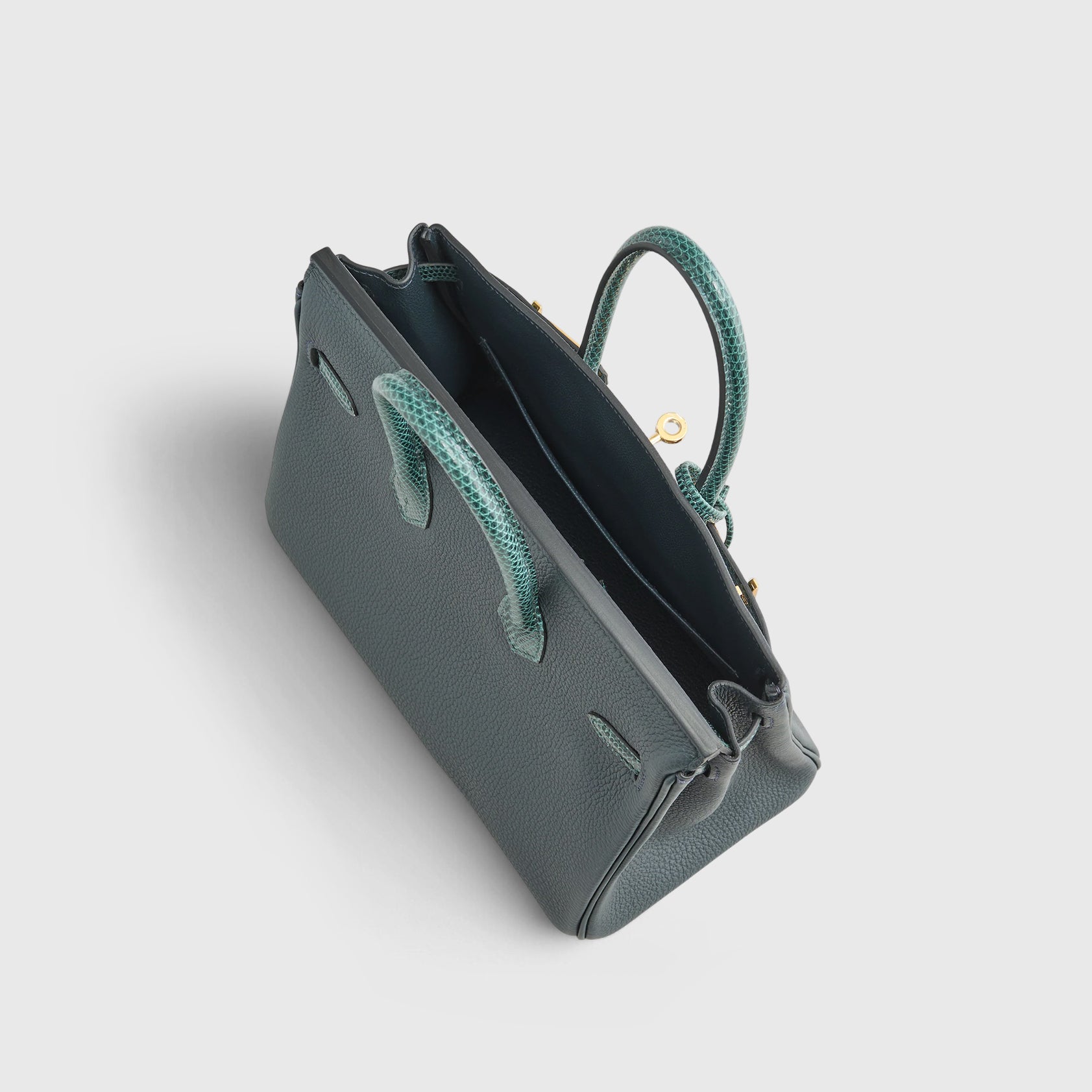 Hermès Birkin Touch 25 Lizard, Togo Vert Cypress/Vert Rousseau Gold Hardware - eliteUSA