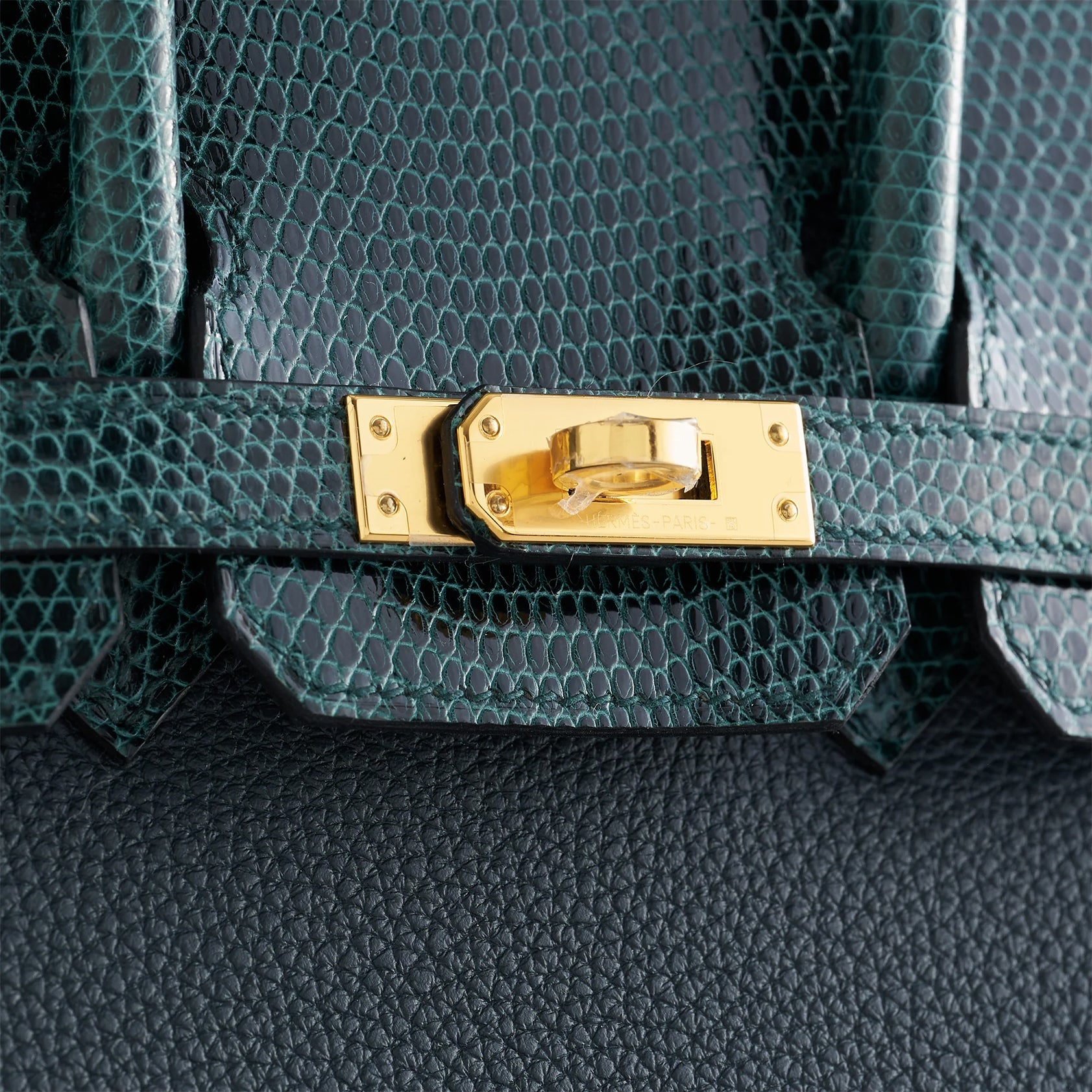 Hermès Birkin Touch 25 Lizard, Togo Vert Cypress/Vert Rousseau Gold Hardware - eliteUSA