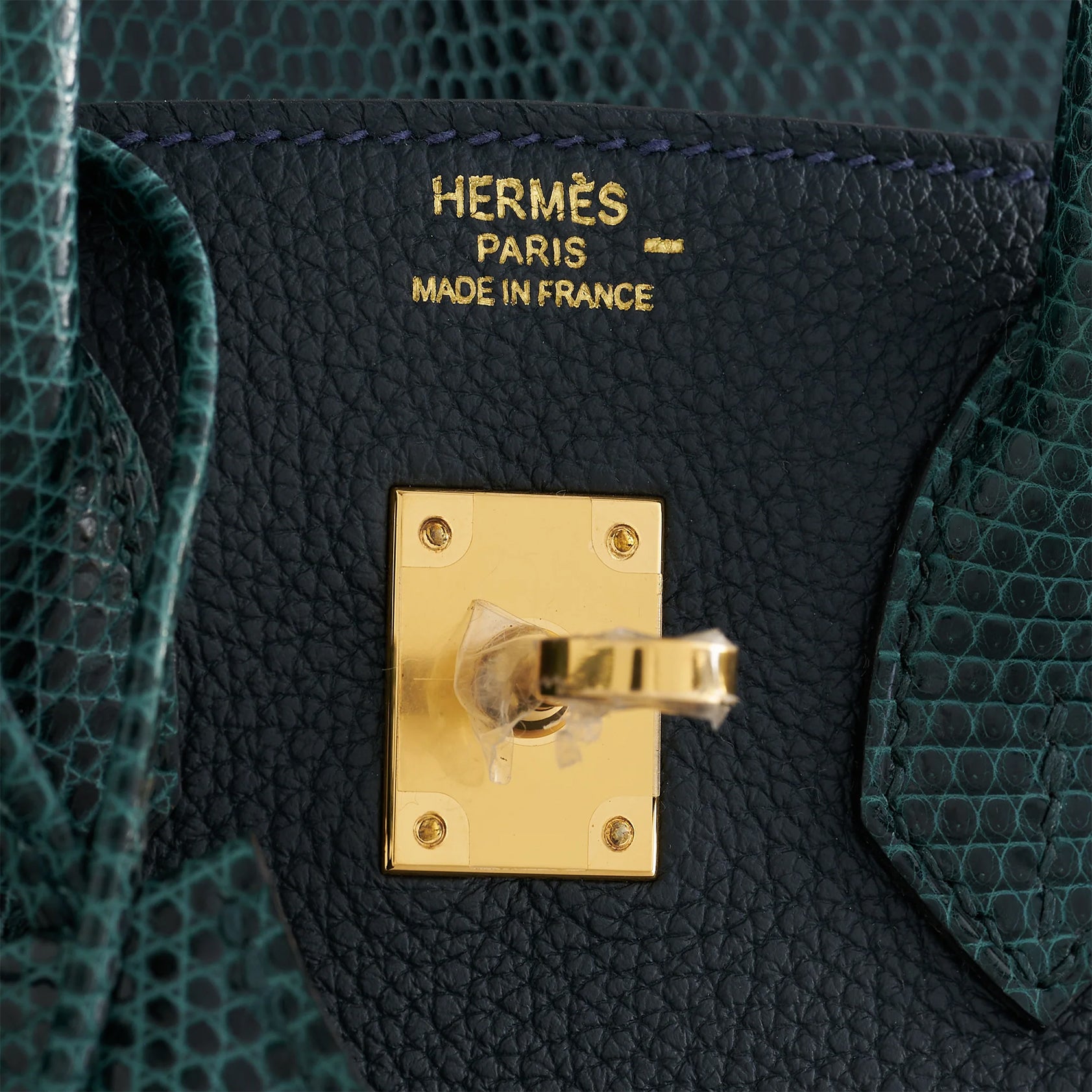 Hermès Birkin Touch 25 Lizard, Togo Vert Cypress/Vert Rousseau Gold Hardware - eliteUSA