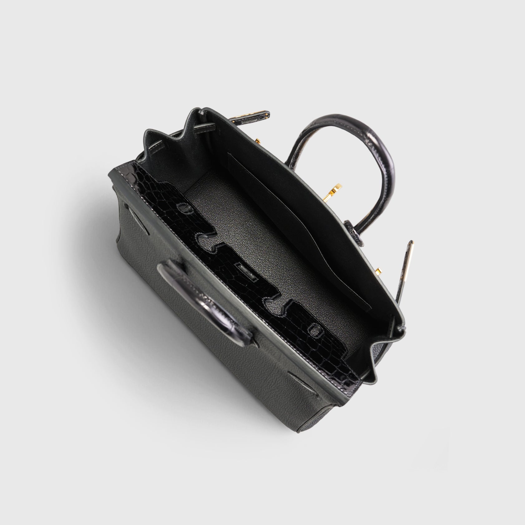 Hermès Birkin Touch 25 Shiny Niloticus Crocodile, Togo Black Gold Hardware