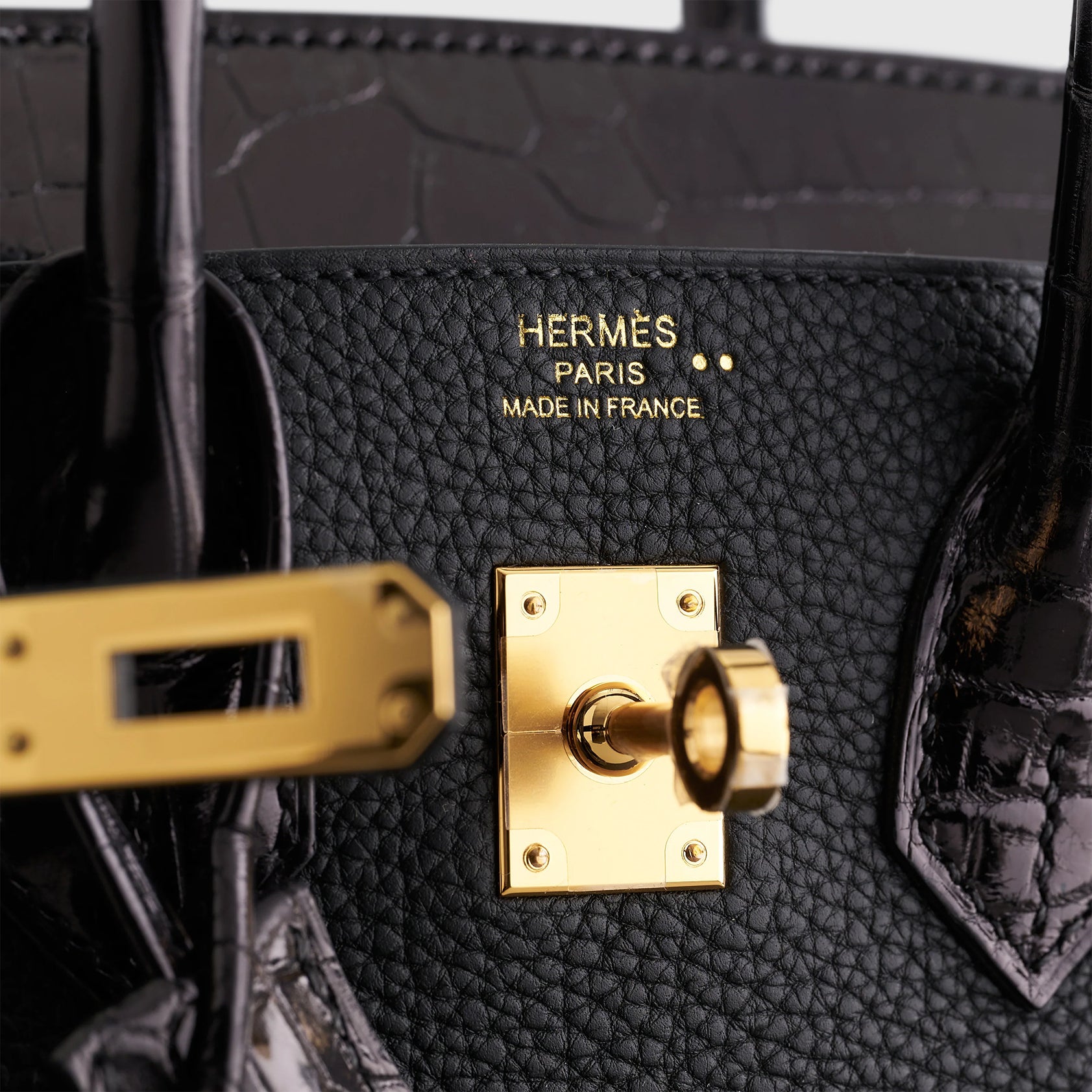 Hermès Birkin Touch 25 Shiny Niloticus Crocodile, Togo Black Gold Hardware