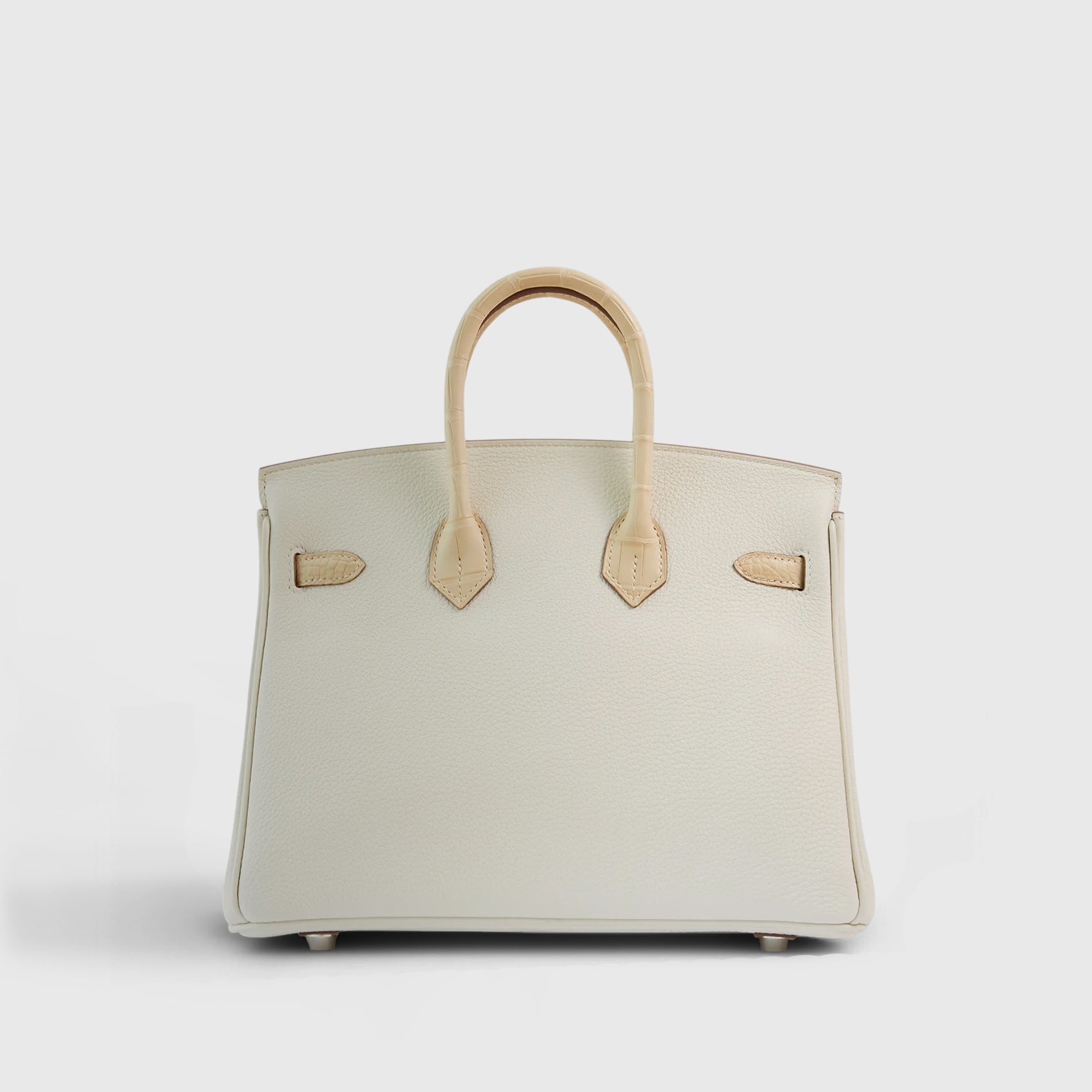 Hermès Birkin Touch 25 Togo, Alligator Mushroom/Vanille Matte Palladium Hardware