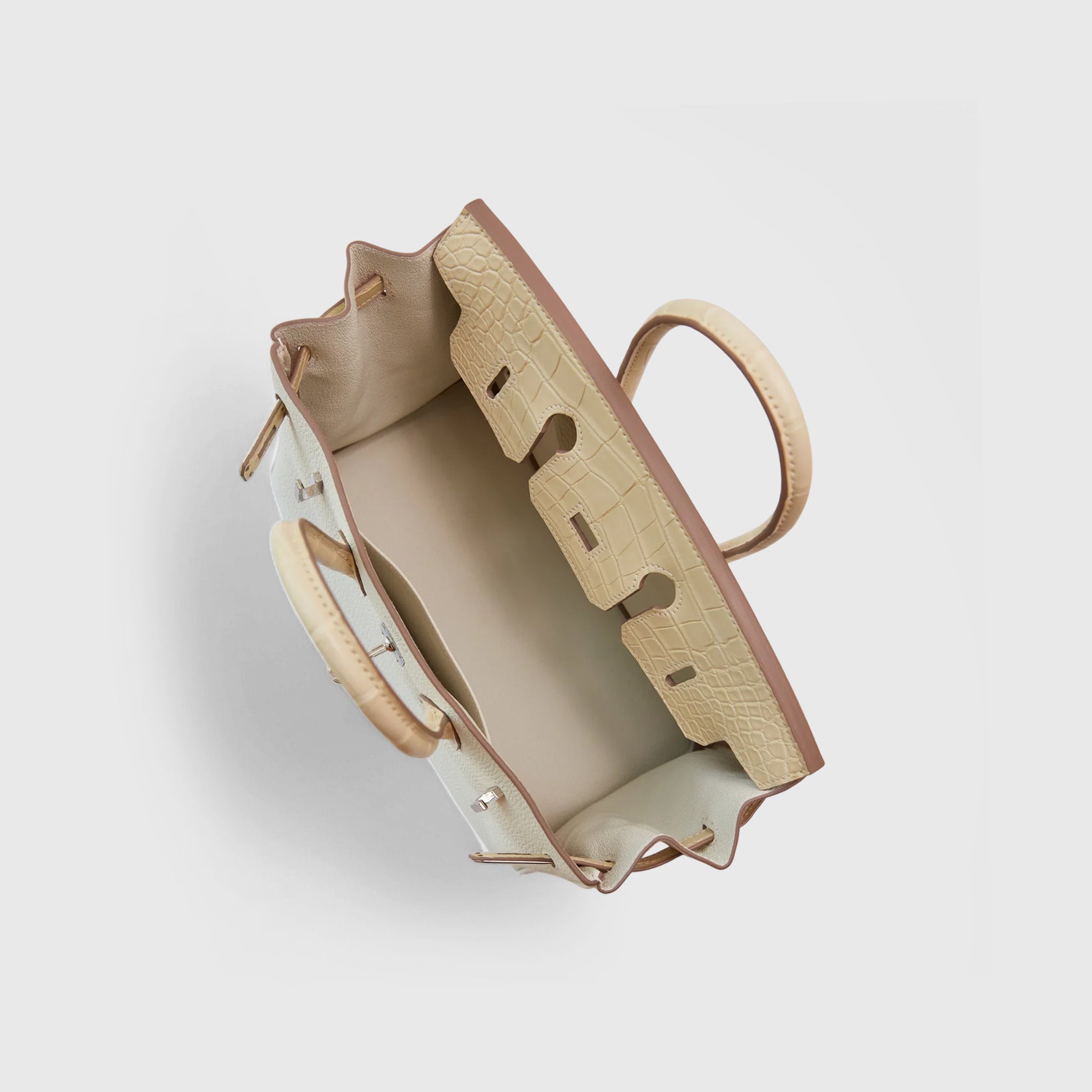 Hermès Birkin Touch 25 Togo, Alligator Mushroom/Vanille Matte Palladium Hardware