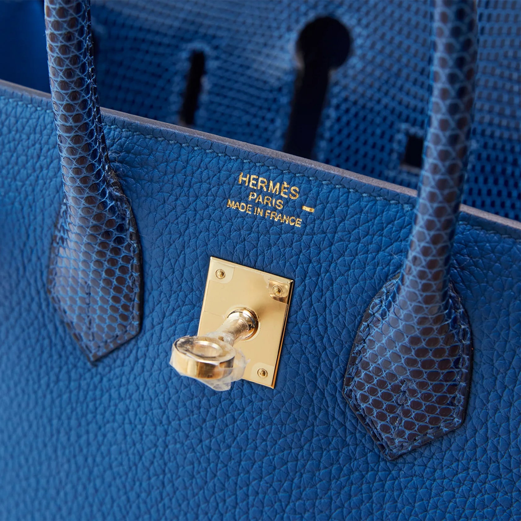 Hermès Birkin Touch 25 Togo, Lizard Blue France/Blue Sapphire Permabrass Hardware