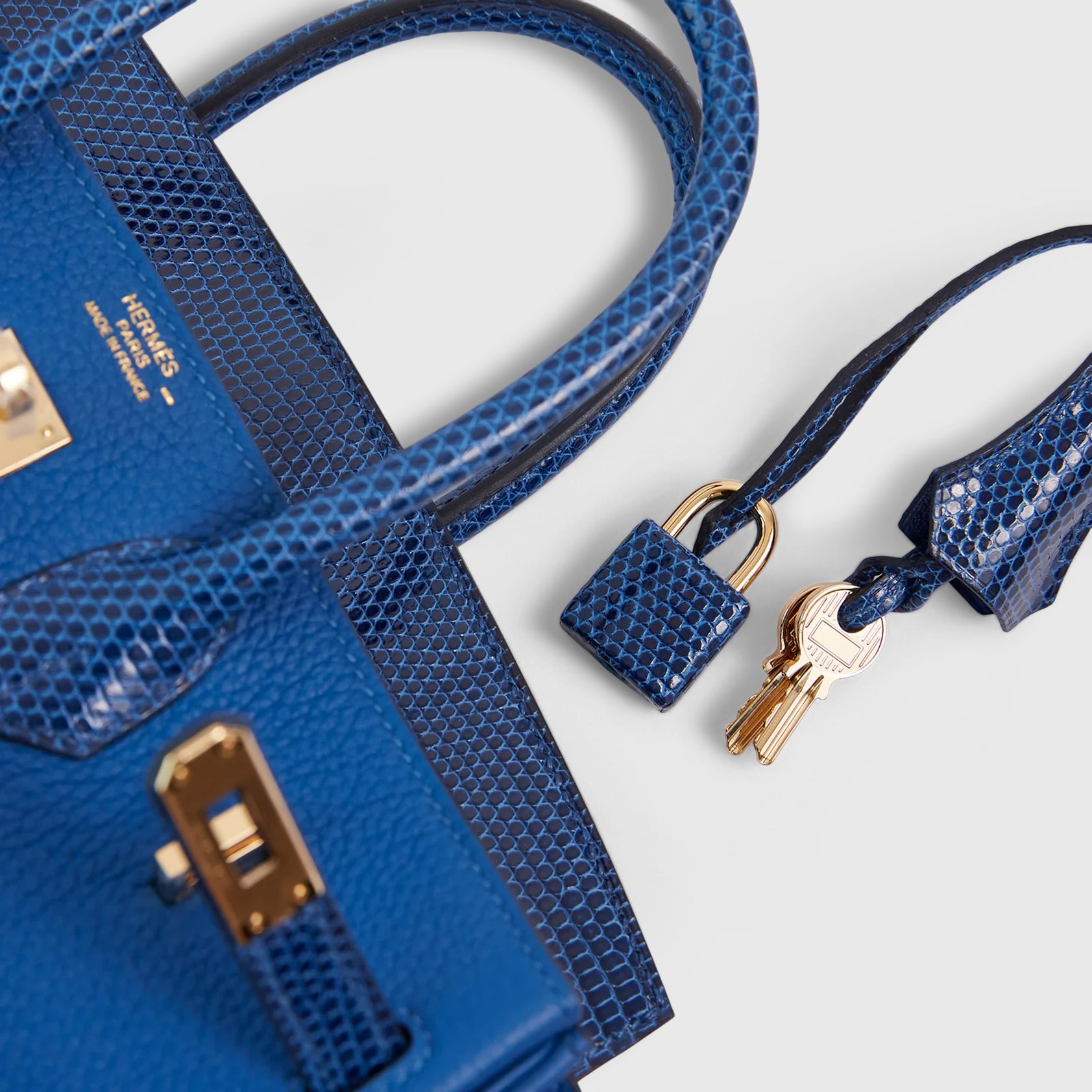 Hermès Birkin Touch 25 Togo, Lizard Blue France/Blue Sapphire Permabrass Hardware