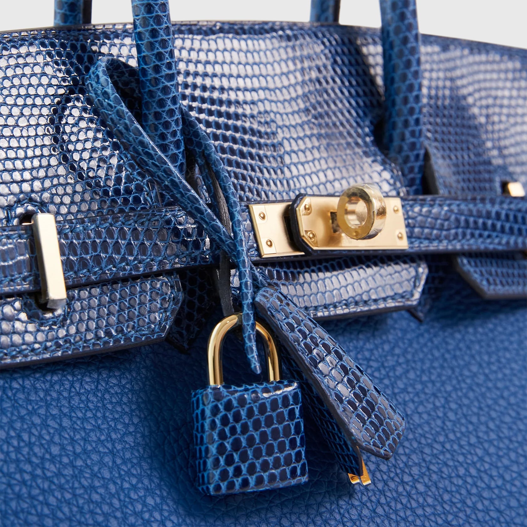 Hermès Birkin Touch 25 Togo, Lizard Blue France/Blue Sapphire Permabrass Hardware