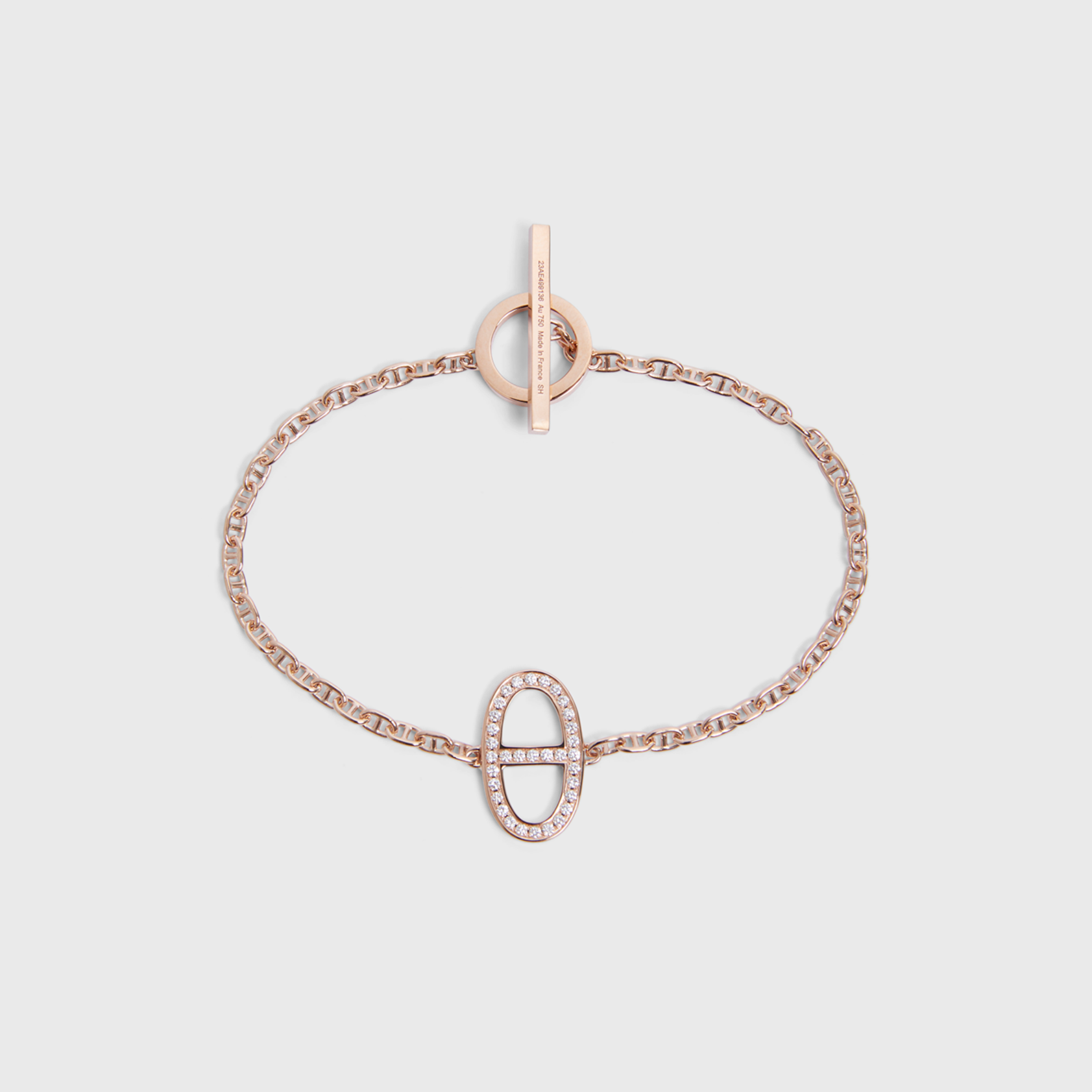 Hermès Chaine D'Ancre Contour Bracelet Rose Gold w/Diamonds