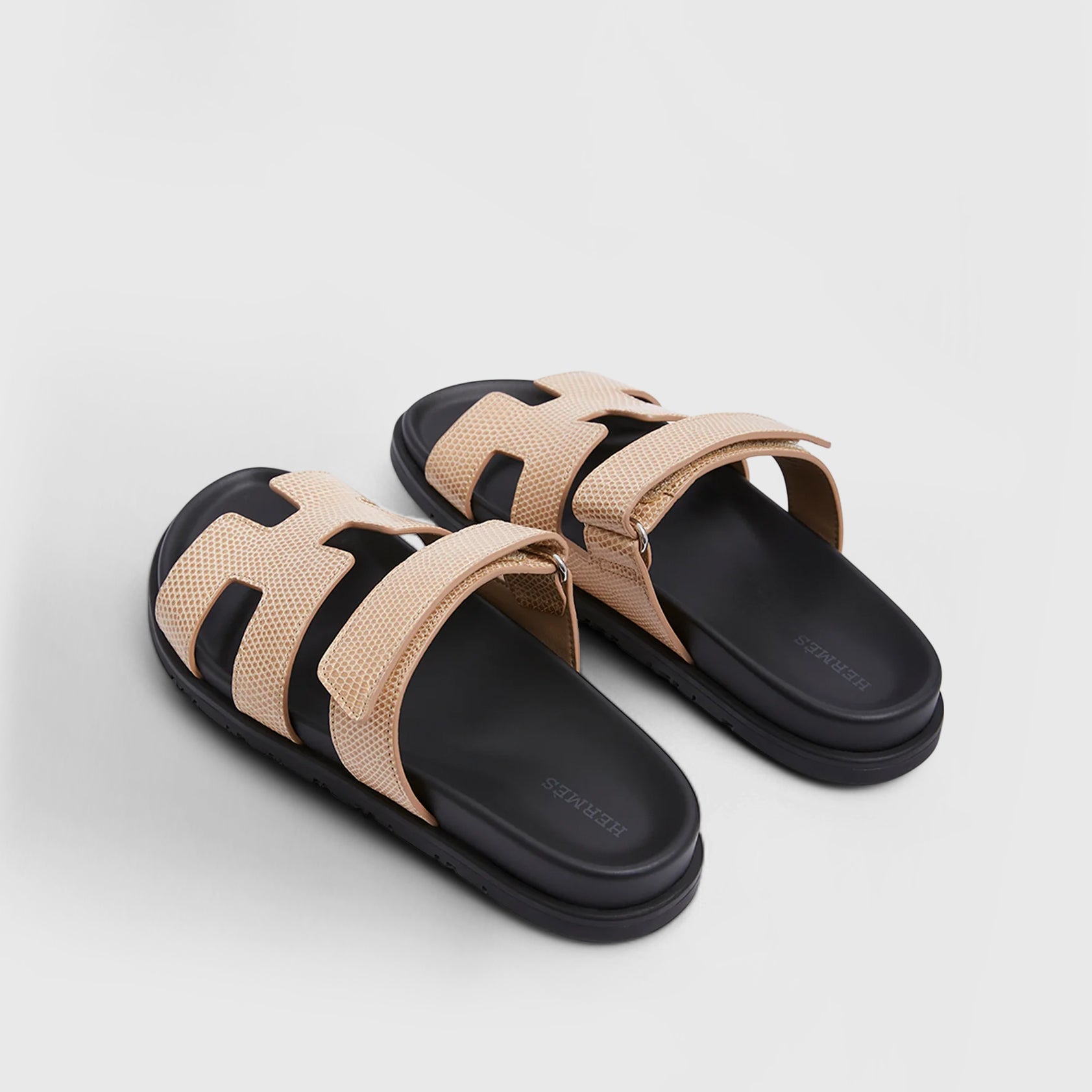 Hermès Chypre Sandals 38 Lizard Beige Argile