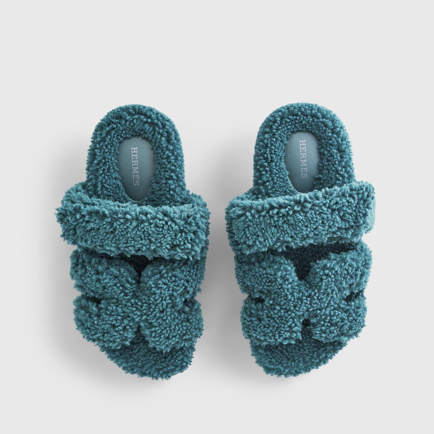 Hermès Chypre Sandals Shearling Vert Anglais