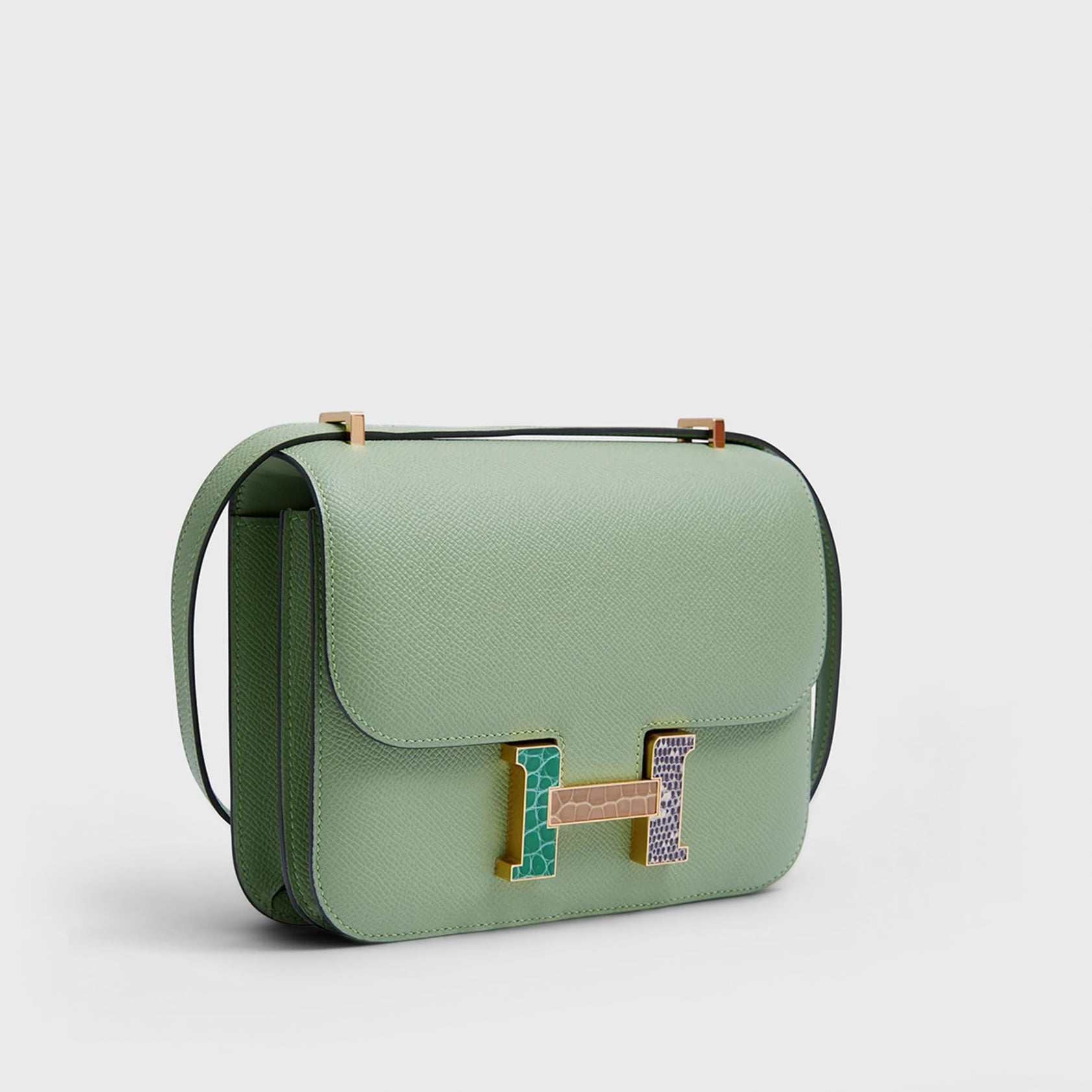 Hermès Constance 18 Exotic Buckle Vert Criquet/Cactus/Beige Sable/Ombre Gold Hardware