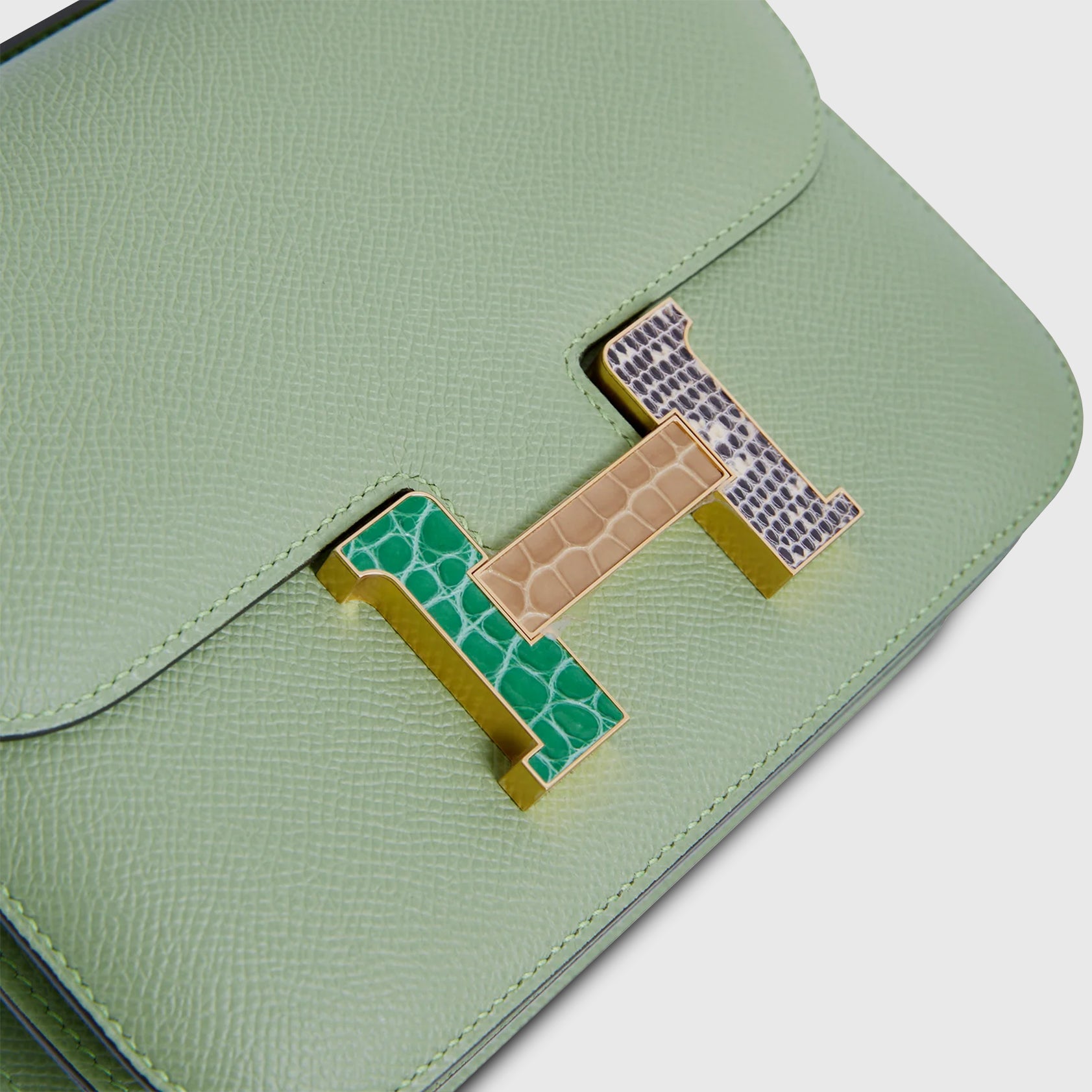 Hermès Constance 18 Exotic Buckle Vert Criquet/Cactus/Beige Sable/Ombre Gold Hardware