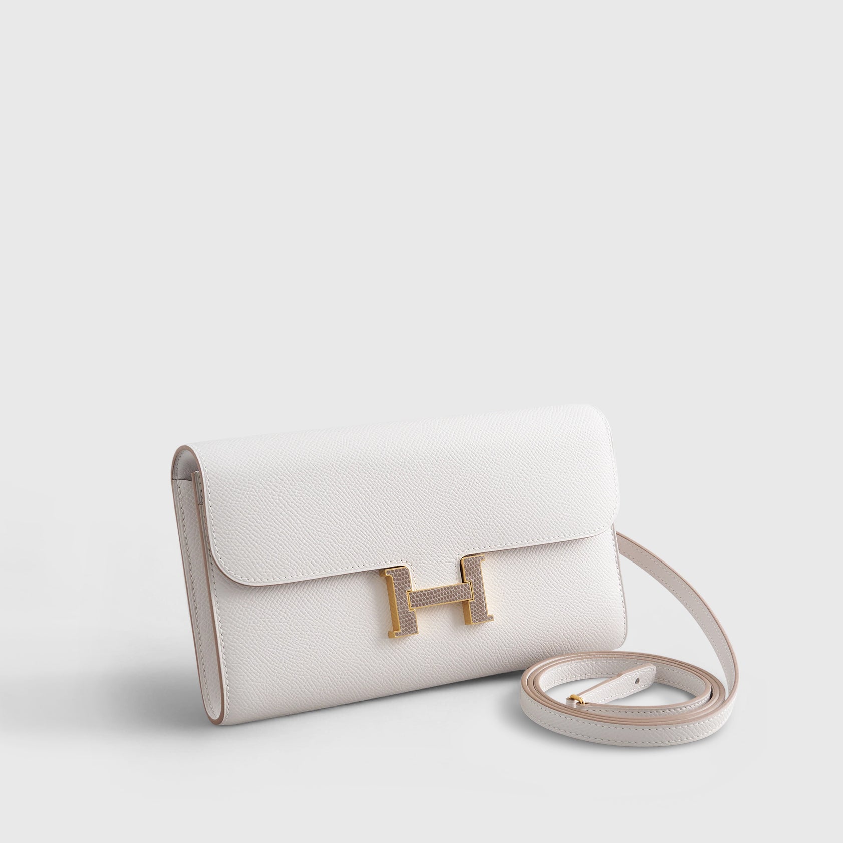 Hermès Constance Long To Go Wallet 20 Epsom, Lizard Gris Pale/Gris Tourterelle Gold Hardware - eliteUSA