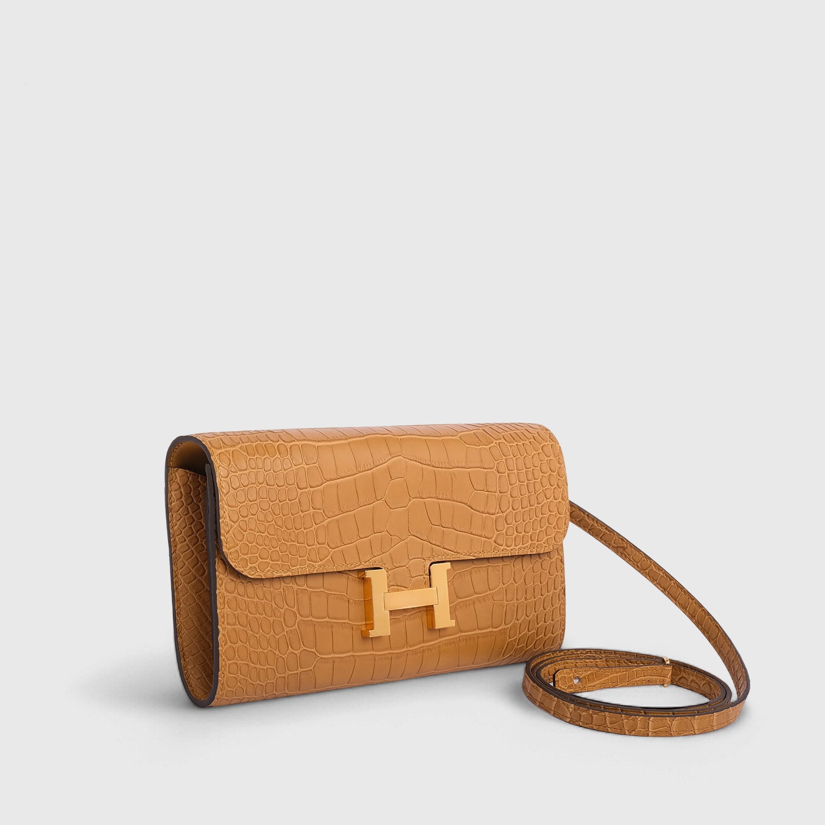 Hermès Constance Long To Go Wallet Alligator Matte Kraft Gold Hardware - eliteUSA