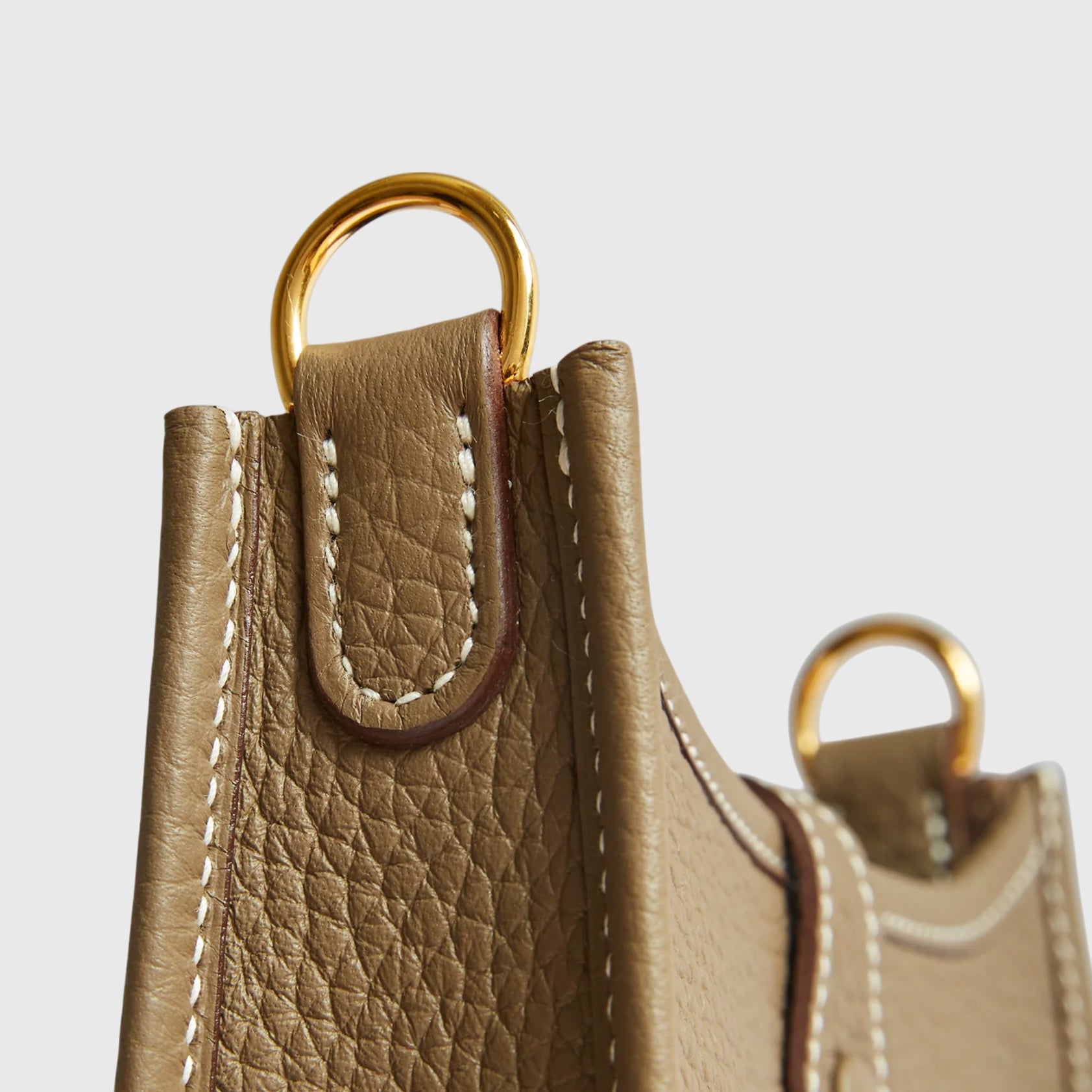 Hermès Evelyne Mini Clemence Etoupe Blue Indigo Strap Gold Hardware