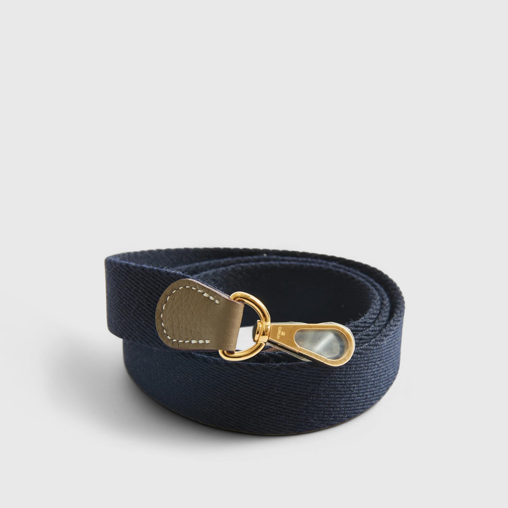 Hermès Evelyne Mini Clemence Etoupe Blue Indigo Strap Gold Hardware