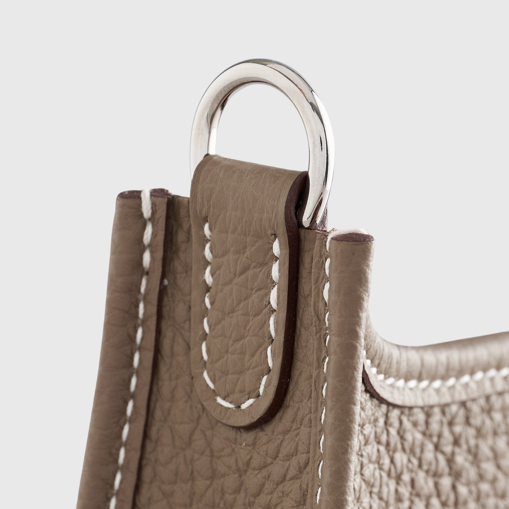 Hermès Evelyne Mini Clemence Etoupe Blue Indigo Strap Palladium Hardware