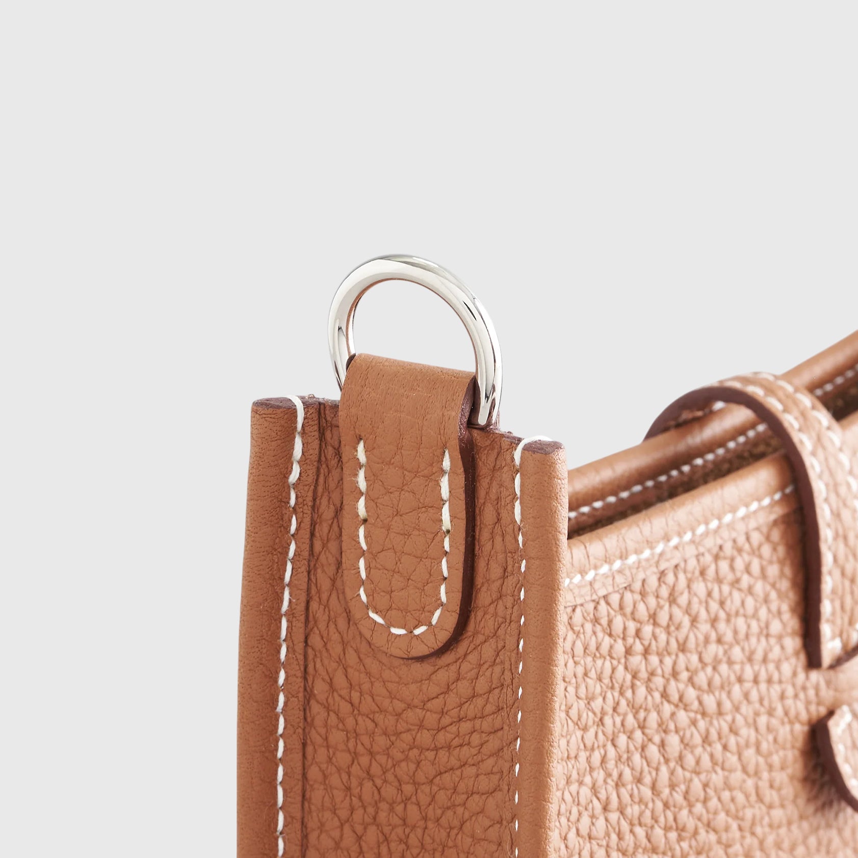 Hermès Evelyne Mini Clemence Gold w/ Gold/White Strap Palladium Hardware - eliteUSA