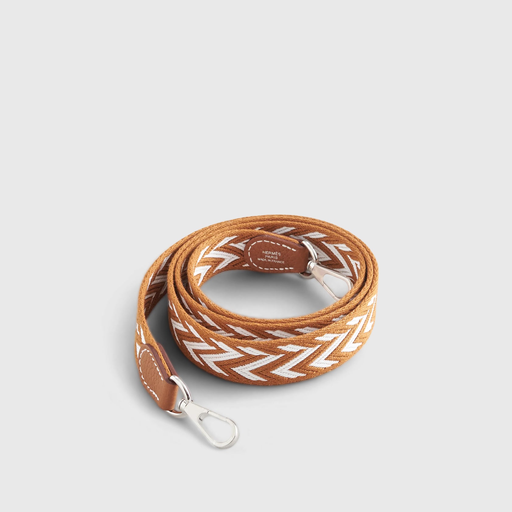 Hermès Evelyne Mini Clemence Gold w/ Gold/White Strap Palladium Hardware - eliteUSA