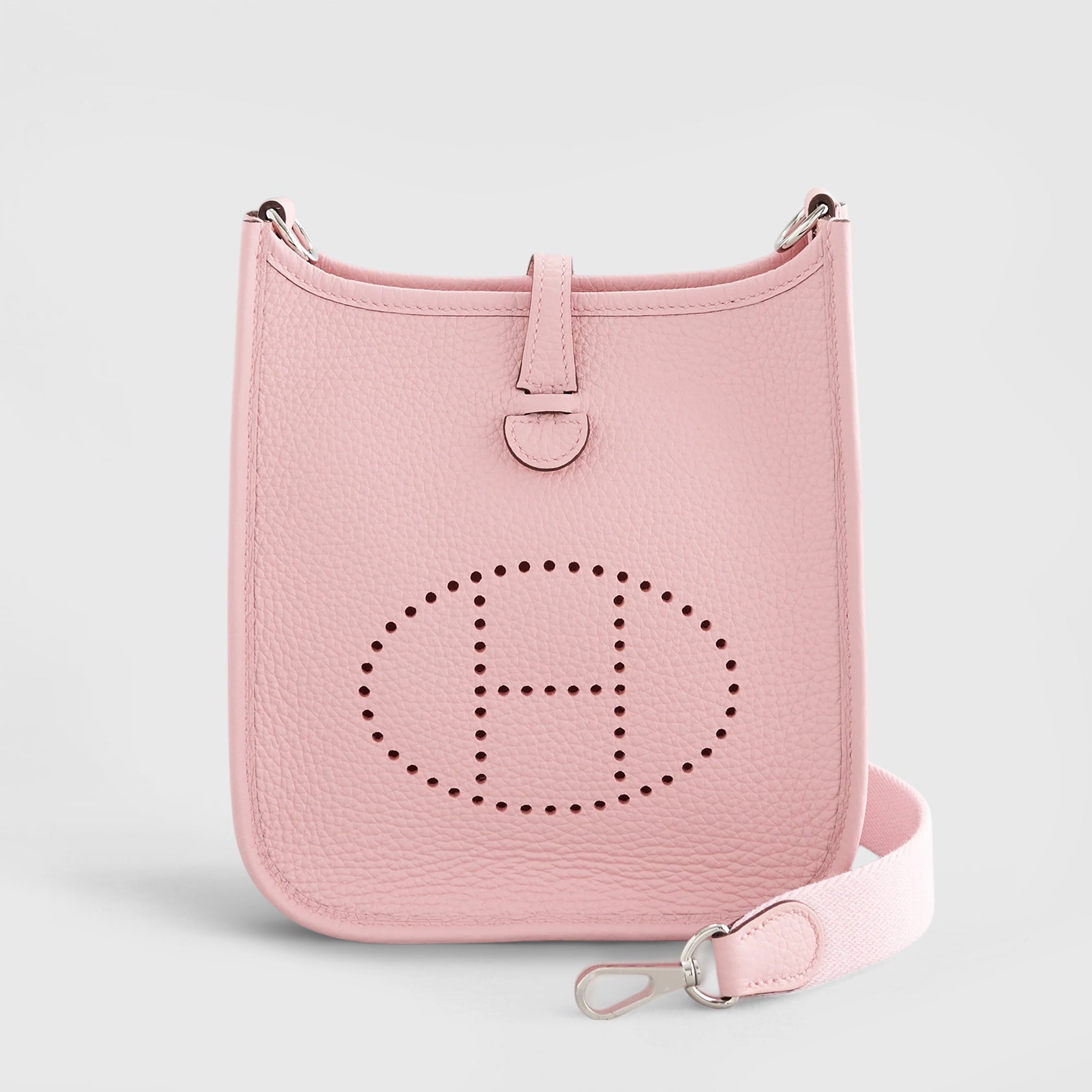 Hermès Evelyne Mini Clemence Rose Sakura Palladium Hardware - eliteUSA