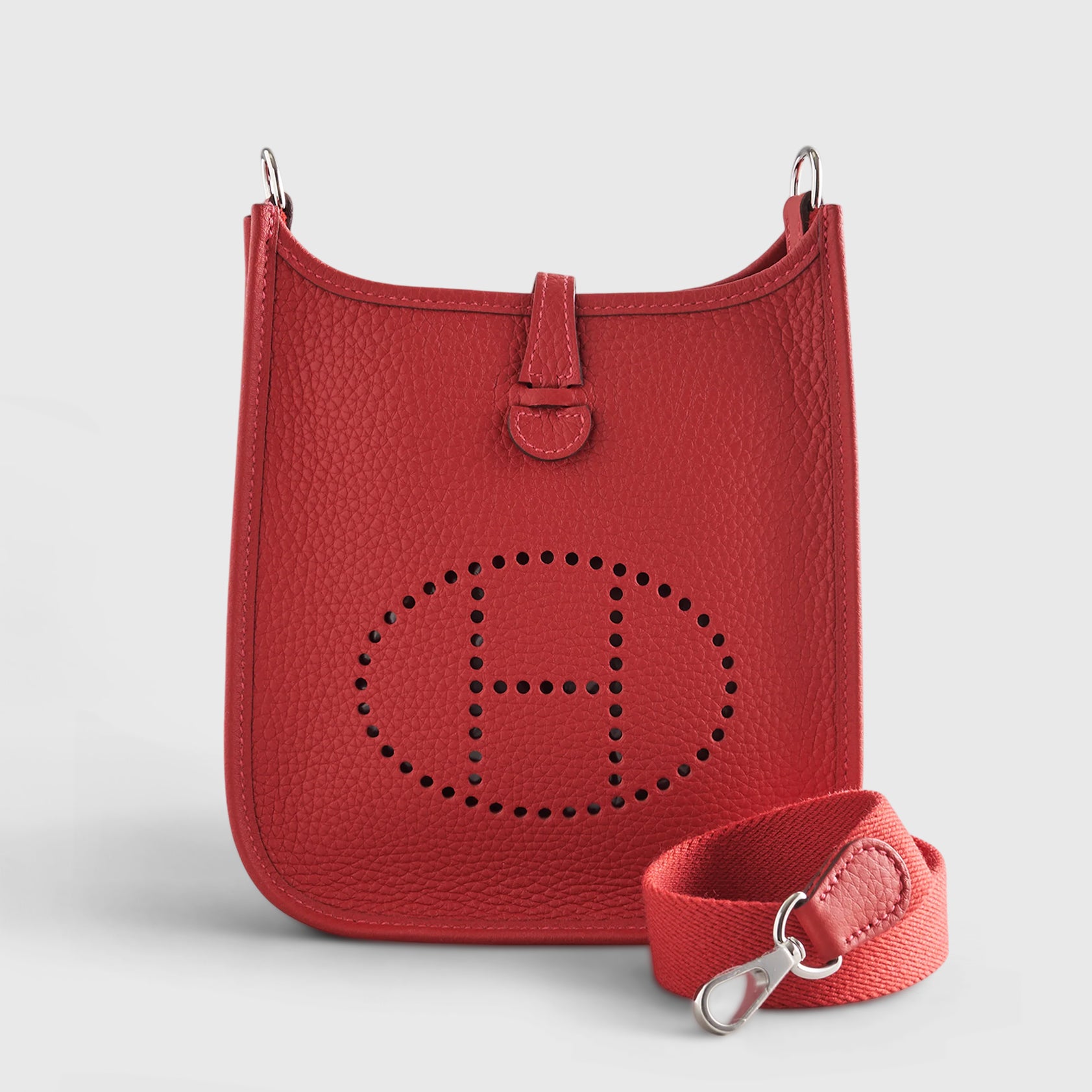 Hermès Evelyne Mini Taurillon Rouge Vermillion Amazone Palladium Hardware