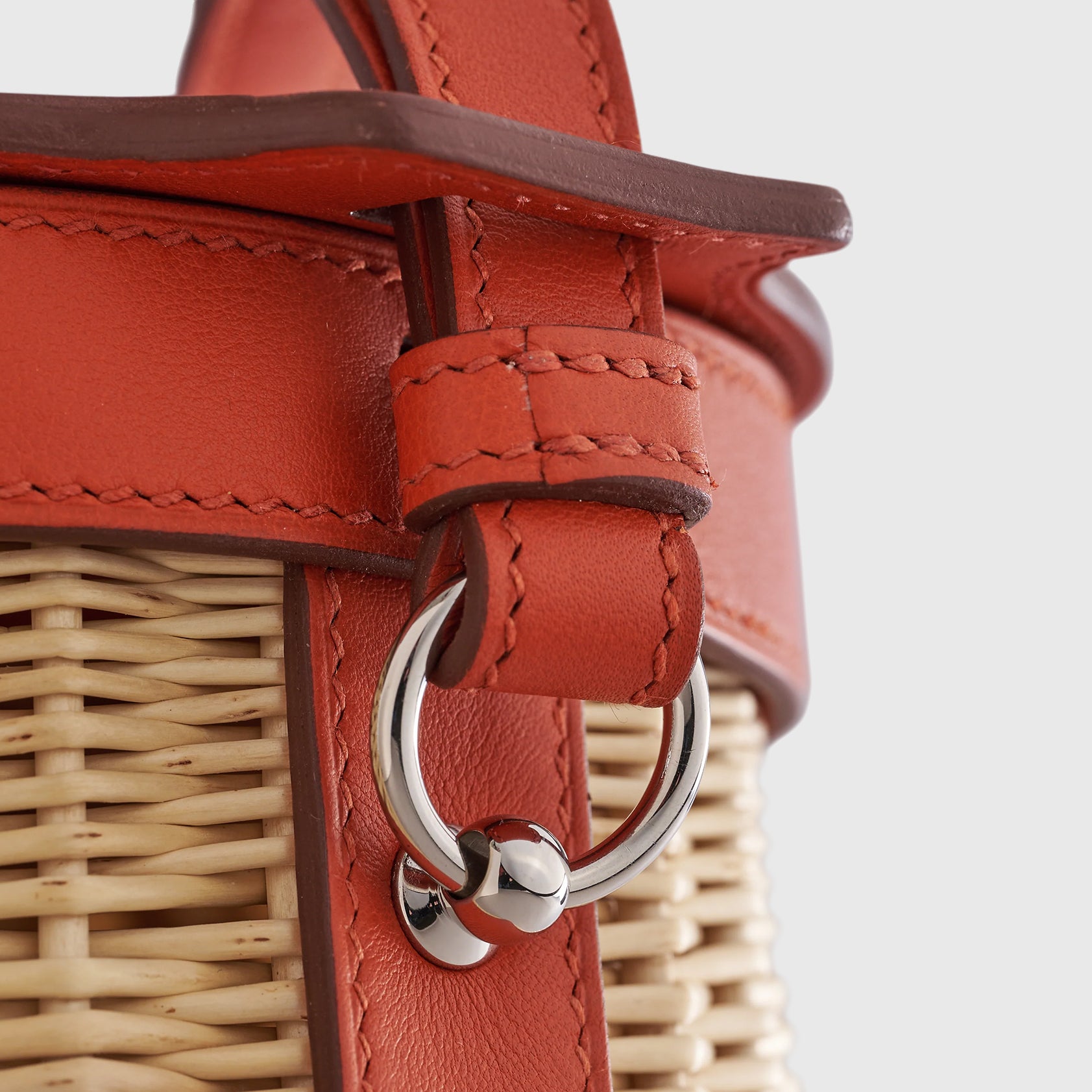 Hermès Farming Picnic Bag Wicker Natural / Terre Battue Palladium Hardware - eliteUSA