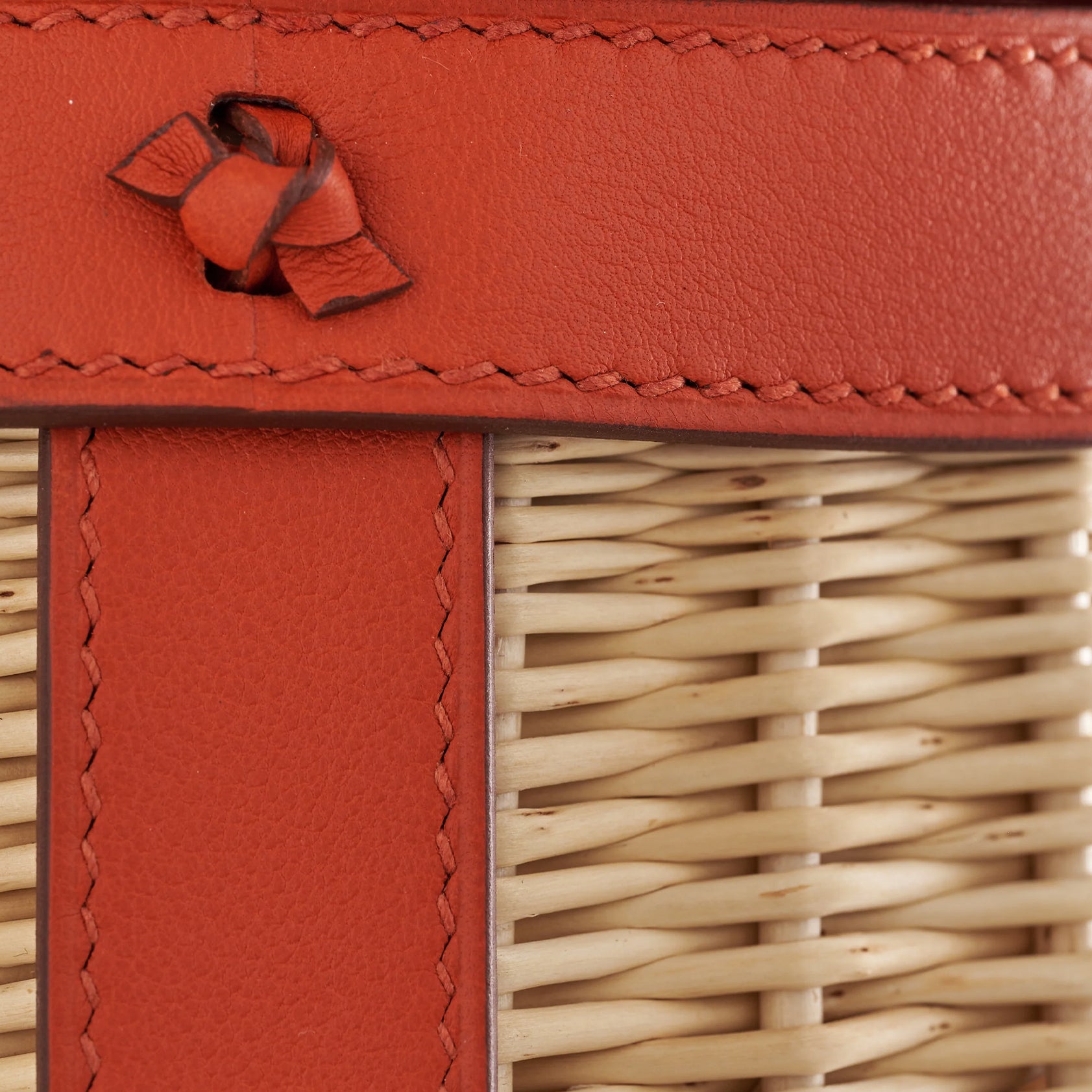 Hermès Farming Picnic Bag Wicker Natural / Terre Battue Palladium Hardware - eliteUSA