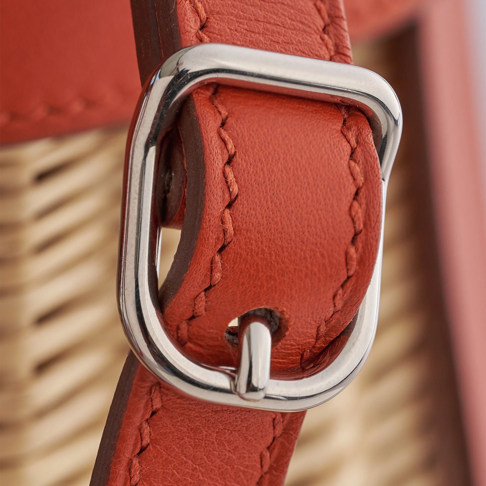 Hermès Farming Picnic Bag Wicker Natural / Terre Battue Palladium Hardware - eliteUSA