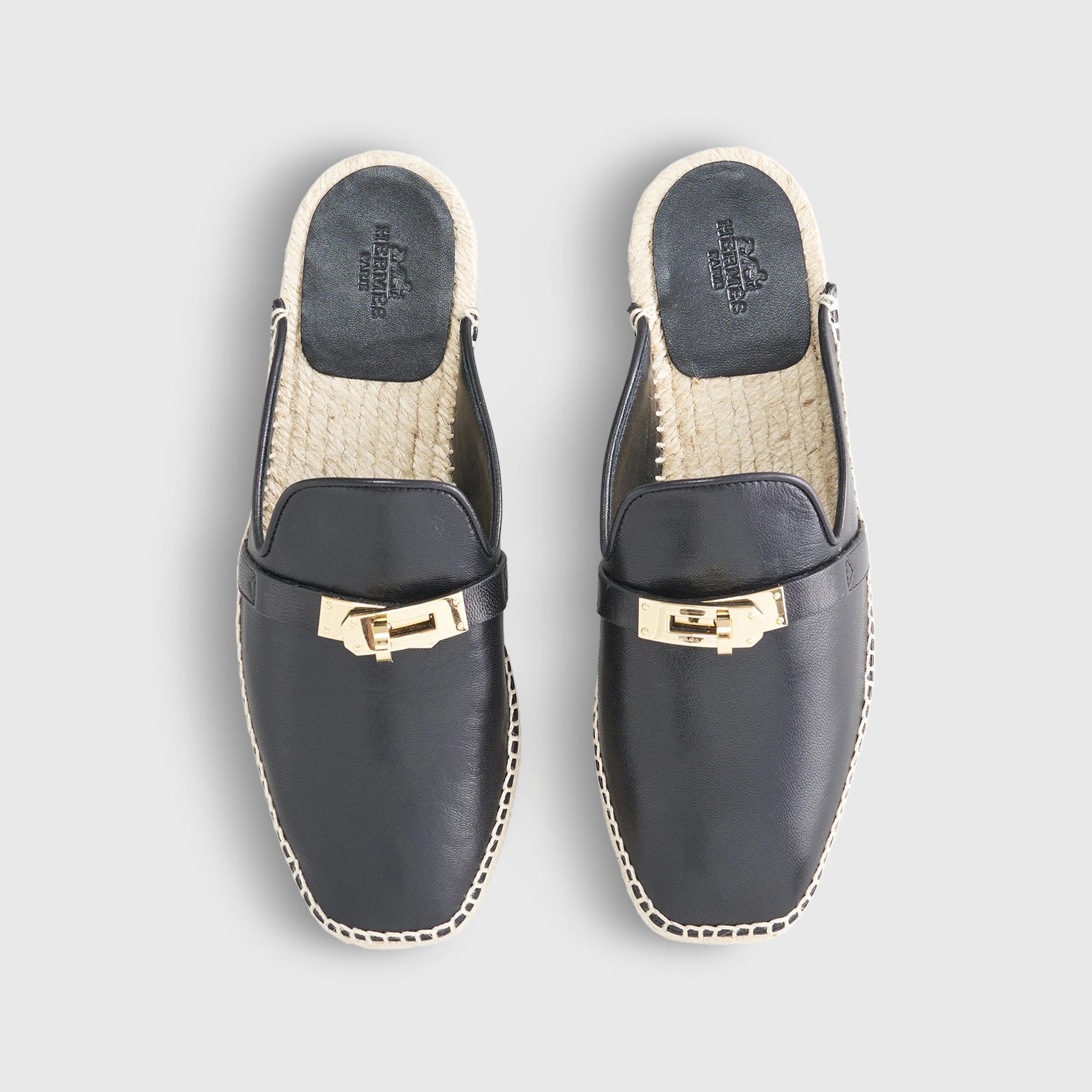 Hermès Feria Espadrille Black Gold Hardware