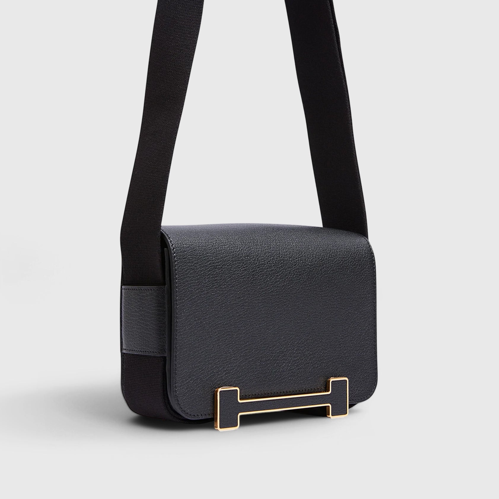 Hermès Geta Bag Chevre Black Gold Hardware