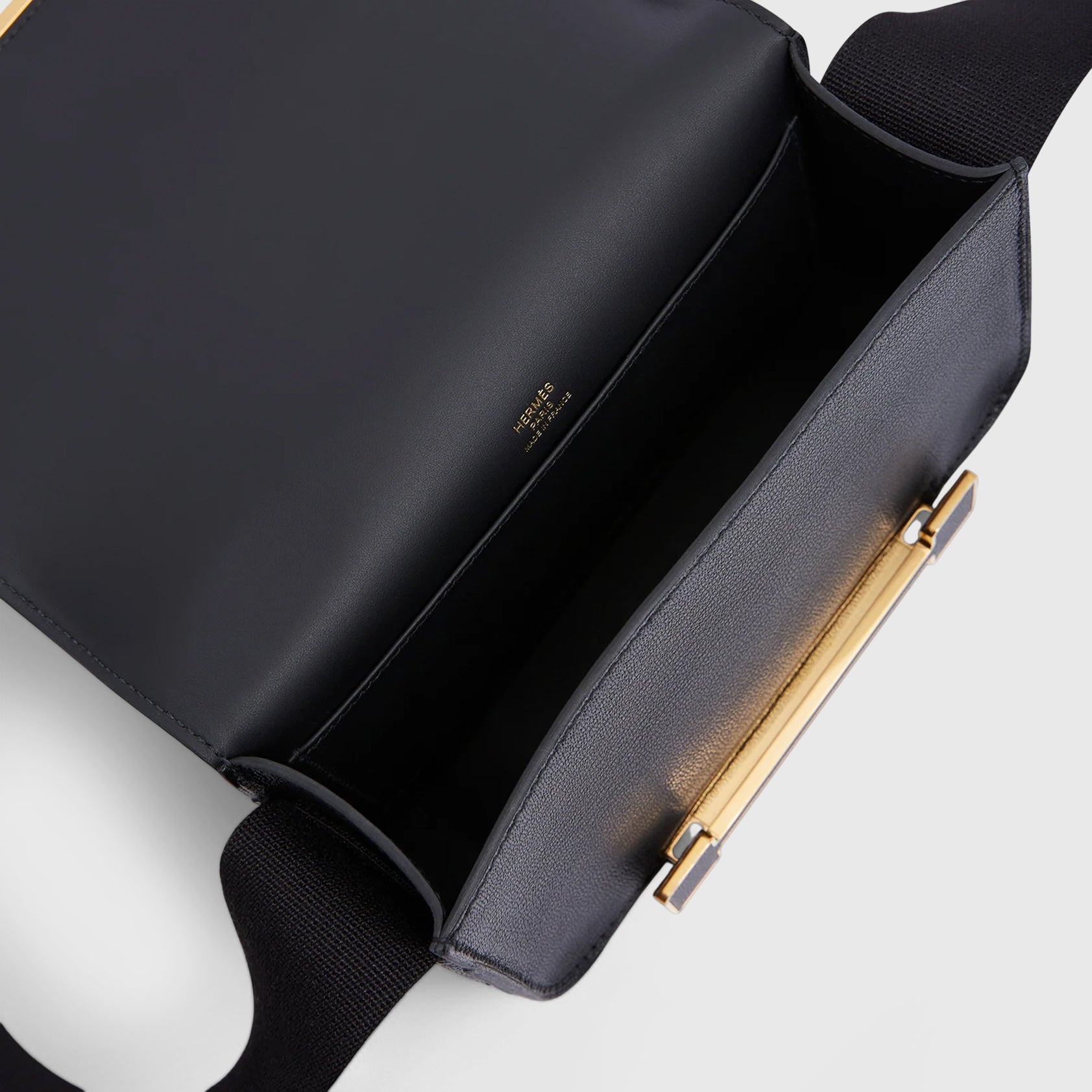 Hermès Geta Bag Chevre Black Gold Hardware