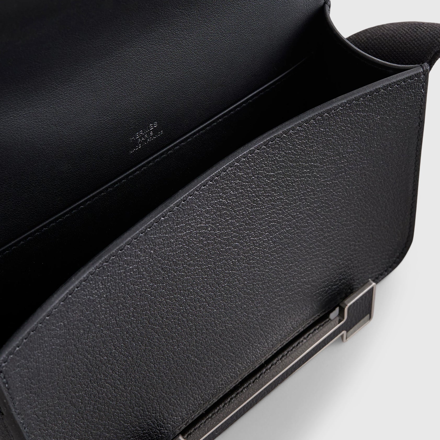 Hermès Geta Bag Chevre Black Palladium Hardware - eliteUSA