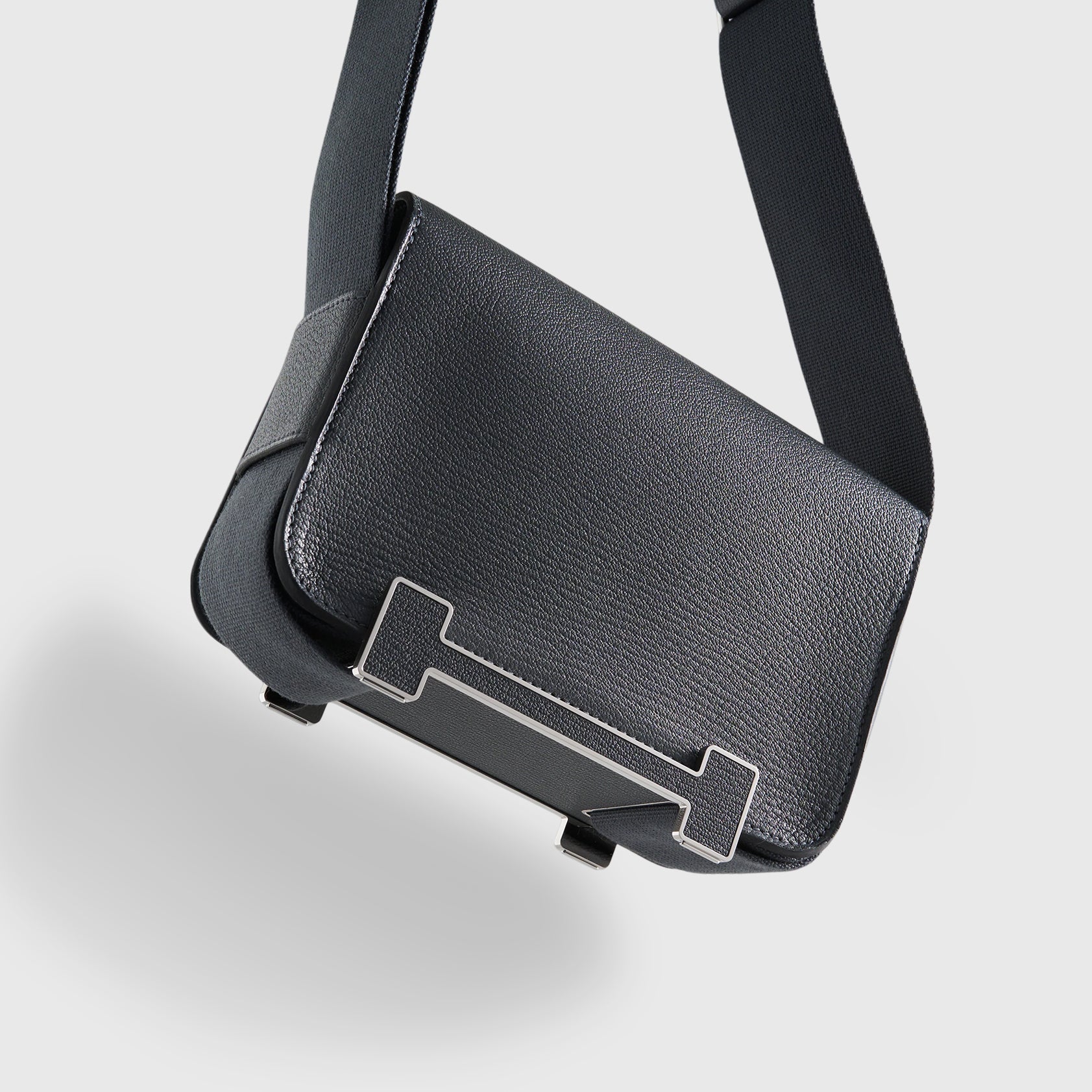 Hermès Geta Bag Chevre Gris Misty Pallidum Hardware
