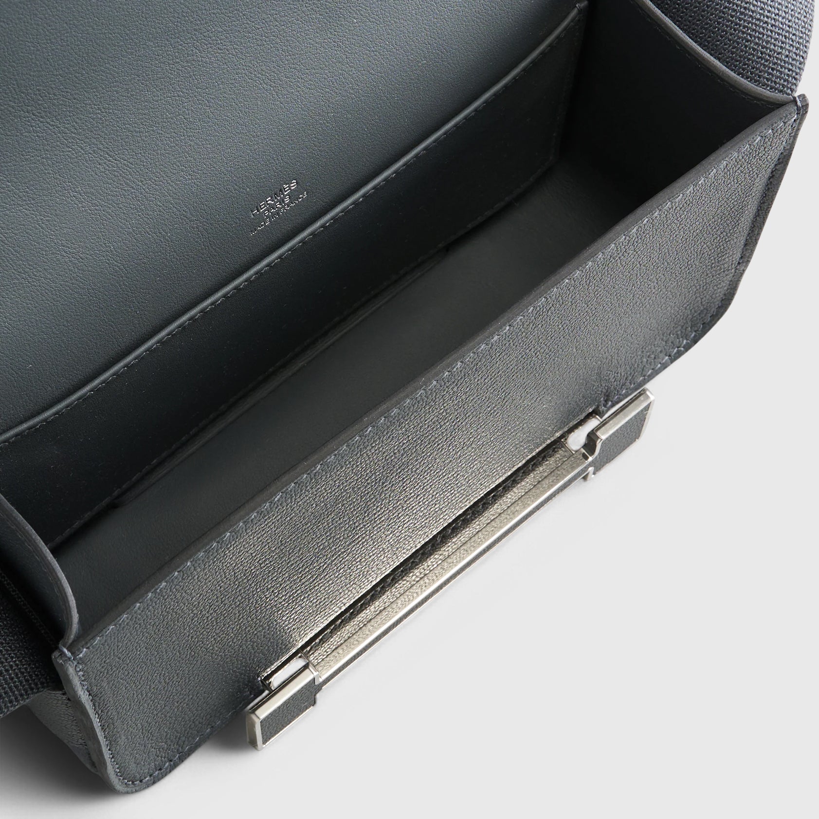 Hermès Geta Bag Chevre Gris Misty Pallidum Hardware