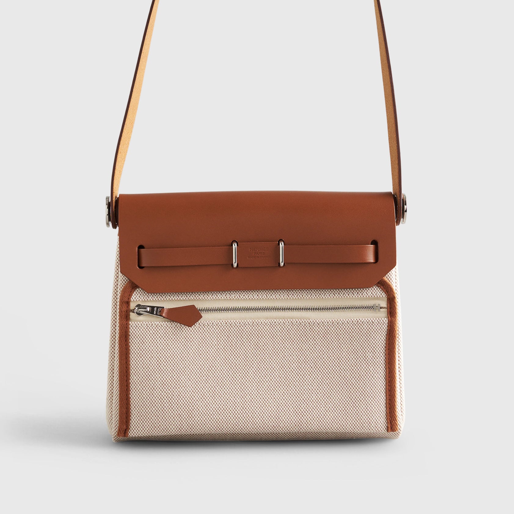Hermès Herbag Mini Ecru Beige/Fauve Palladium Hardware
