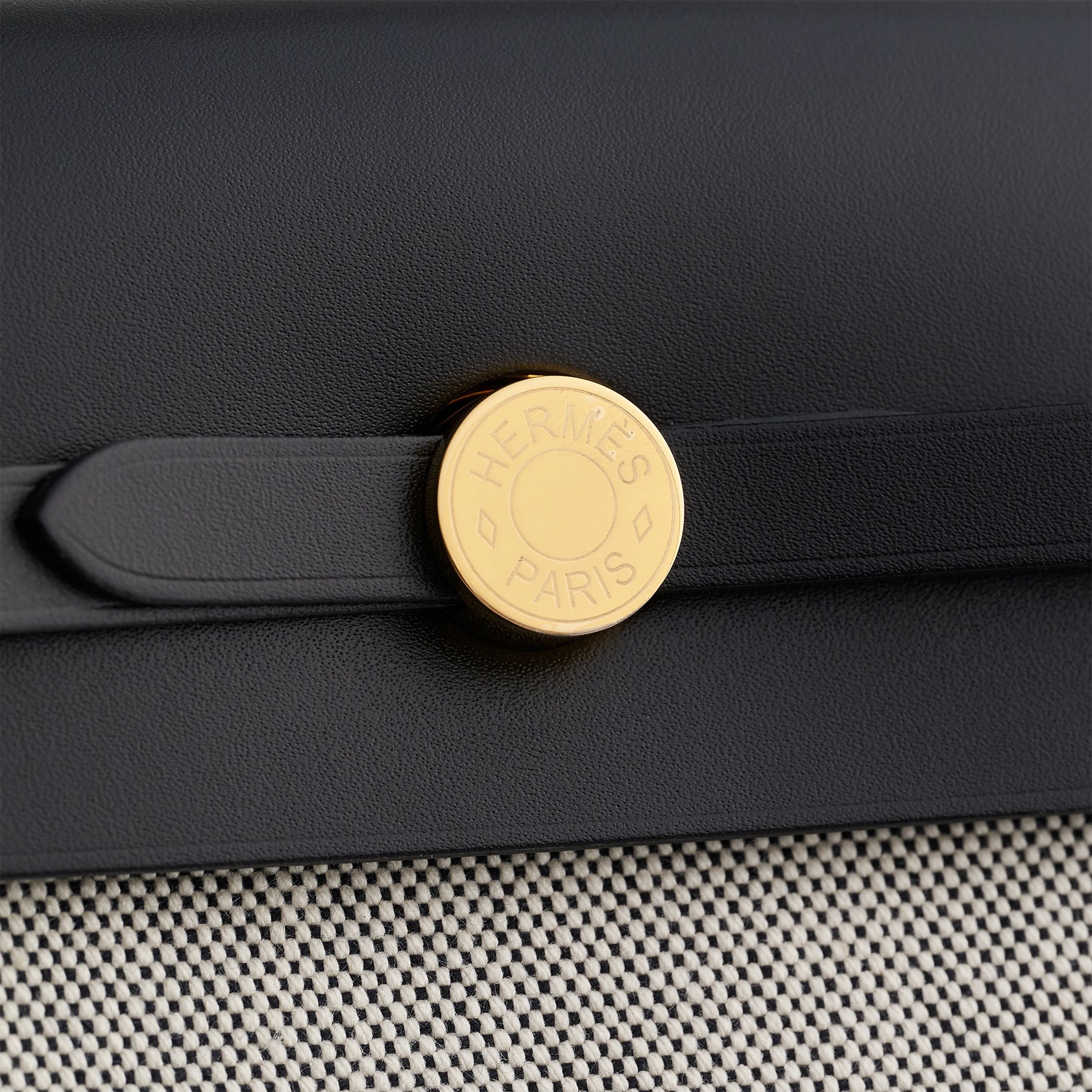 Hermès Herbag Mini Ecru/Black/Black Gold Hardware