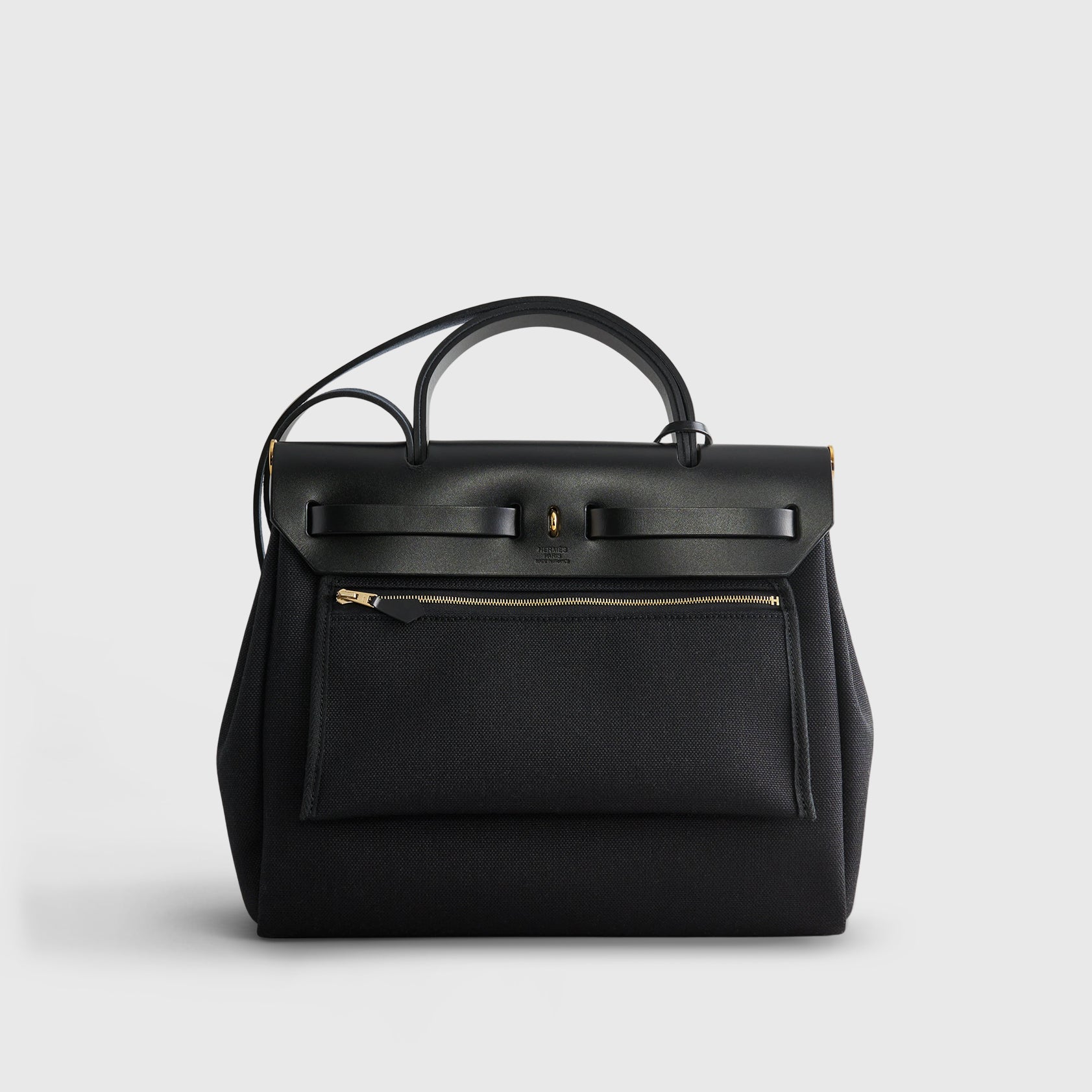 Hermès Herbag Zip 31 Black/Black Retourne Gold Hardware - eliteUSA