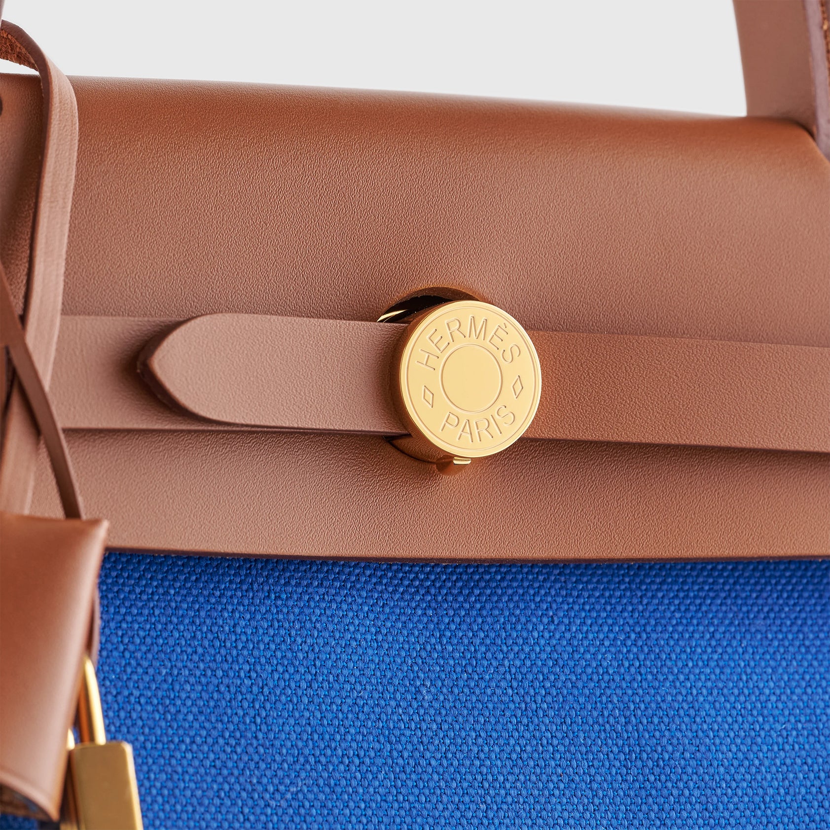 Hermès Herbag Zip 31 Blue France/Fauve Gold Hardware