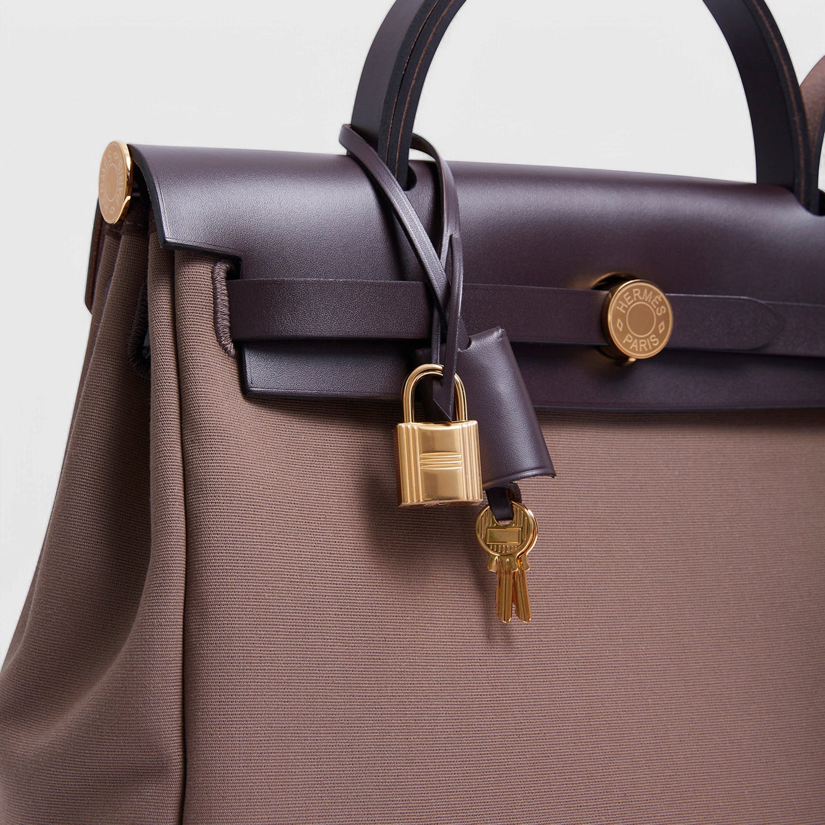 Hermès Herbag Zip 31 Etoupe/Ebene Gold Hardware