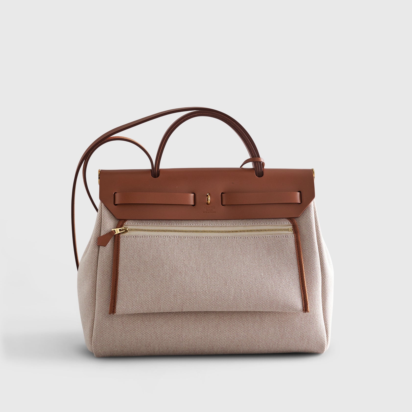 Hermès Herbag Zip 31 Fauve / Ecru / Beige Circuit Gold Hardware - eliteUSA