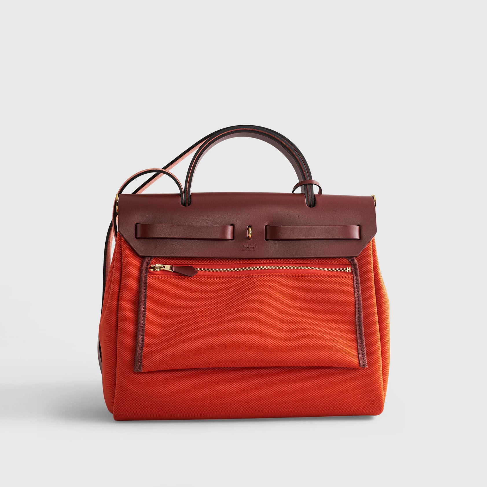 Hermès Herbag Zip 31 Orange Mecano/Rouge H Gold Hardware - eliteUSA
