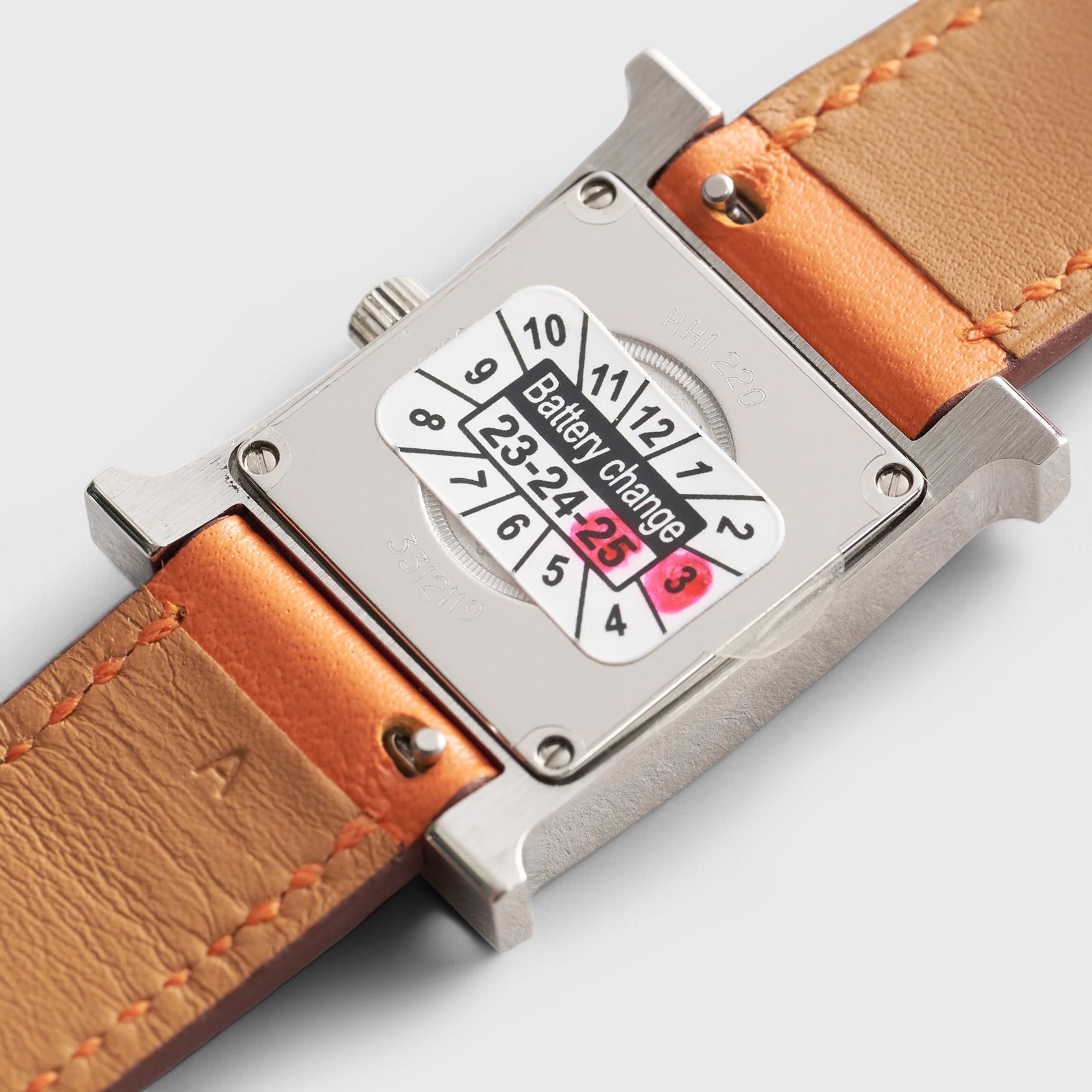 Hermès Heure H Double Tour Watch 25mm Orange White Dial Palladium Hardware - eliteUSA
